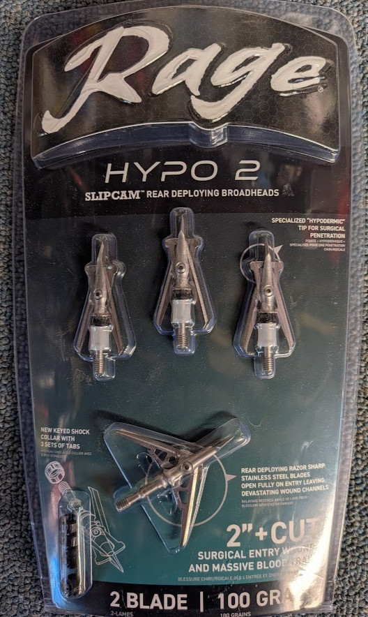 @NEW@ Rage HYPO 2 Vertical Bow 2bld 2" Cut Expandable Crossbow Broadheads R60001