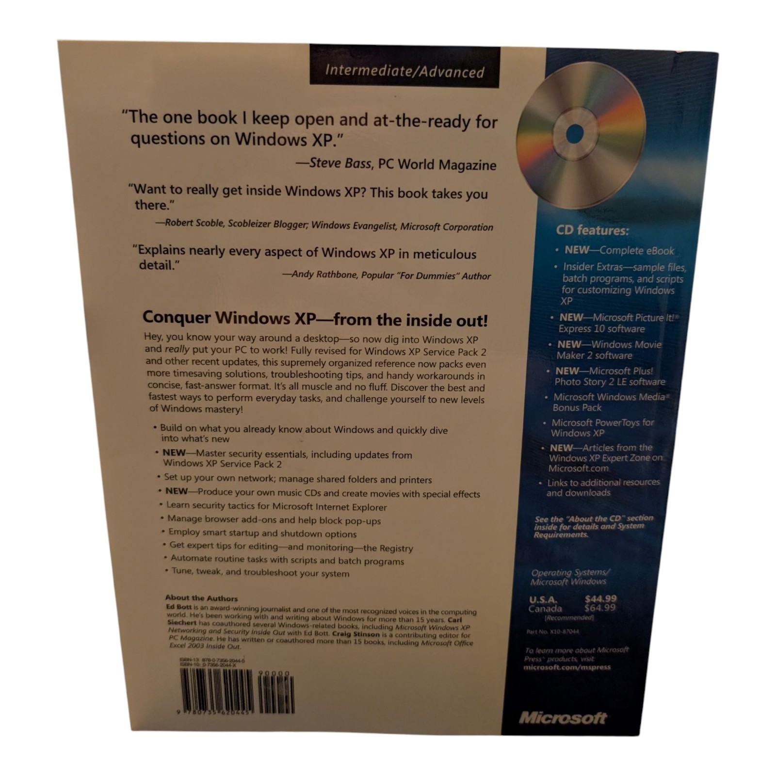 Vintage Microsoft® Windows XP Inside Out Sec Edition 2005 w/ CD-ROM New