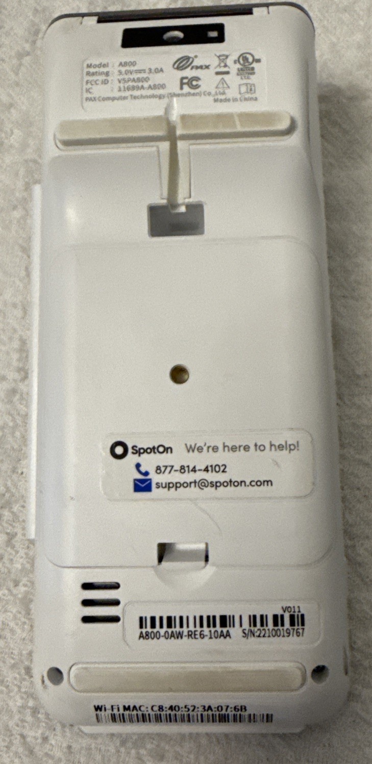 PAX A800 Handheld Android Based POS Terminal w SpotOn Support