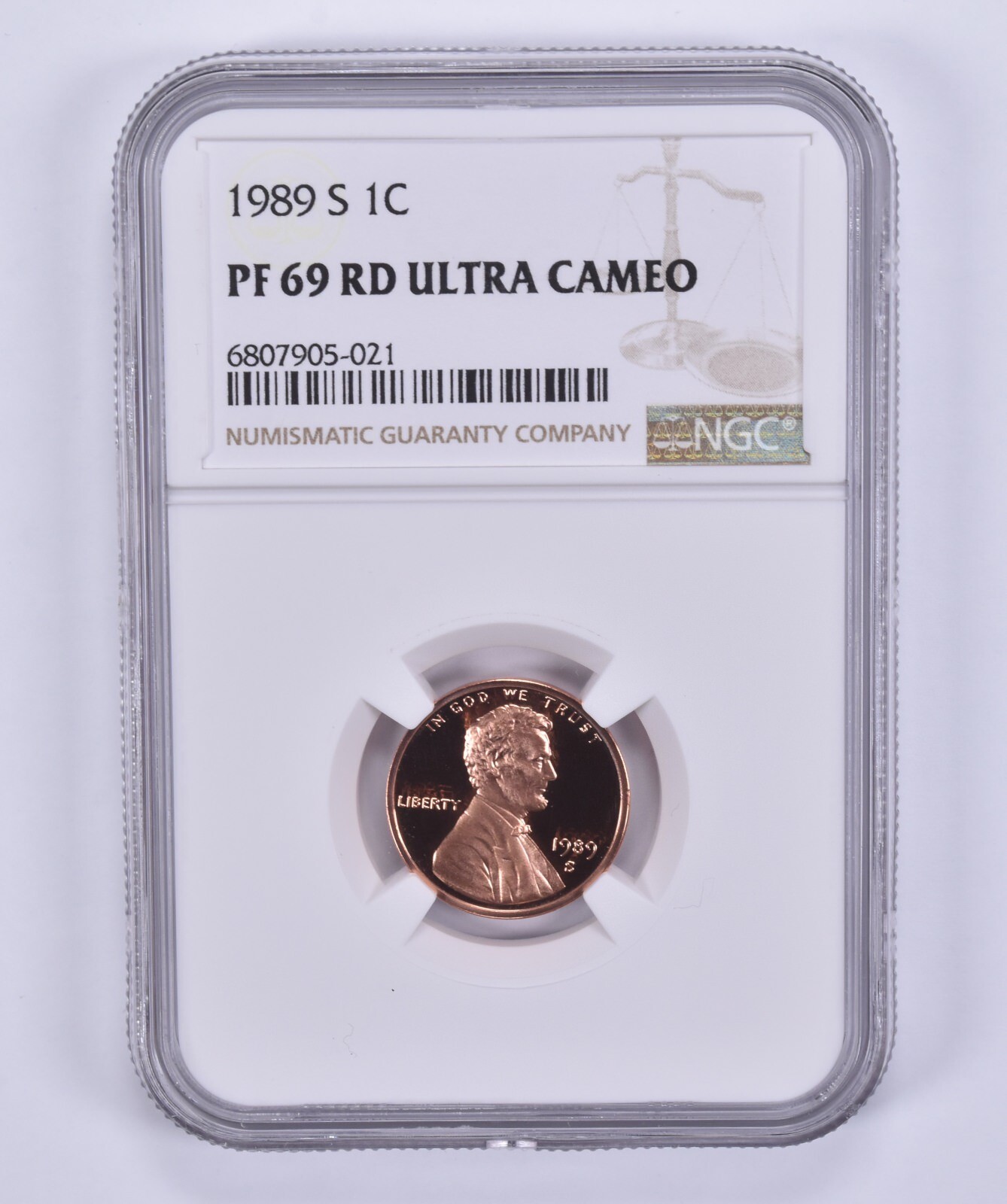 1989-S Lincoln Memorial Cent PF69 RD UCAM NGC Brown Label