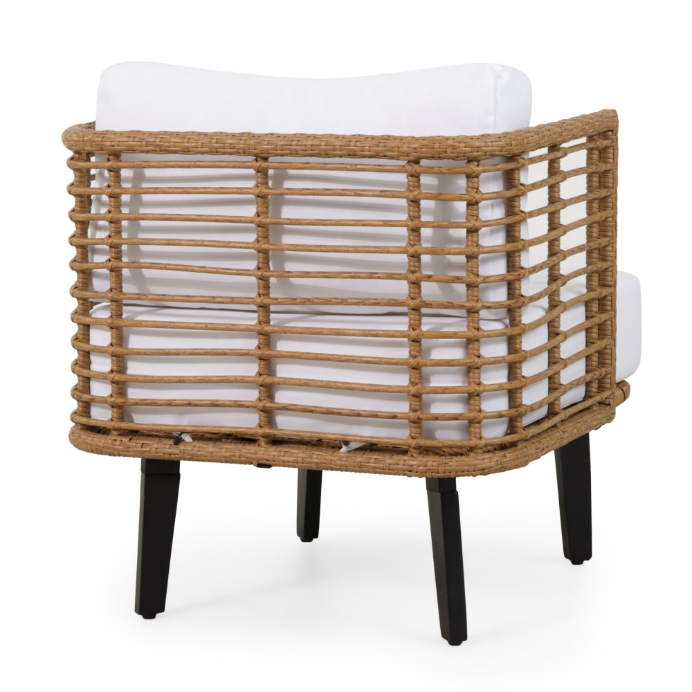 Brown Outdoor PE Rattan Club Chair Modern Patio Lounge Chair with