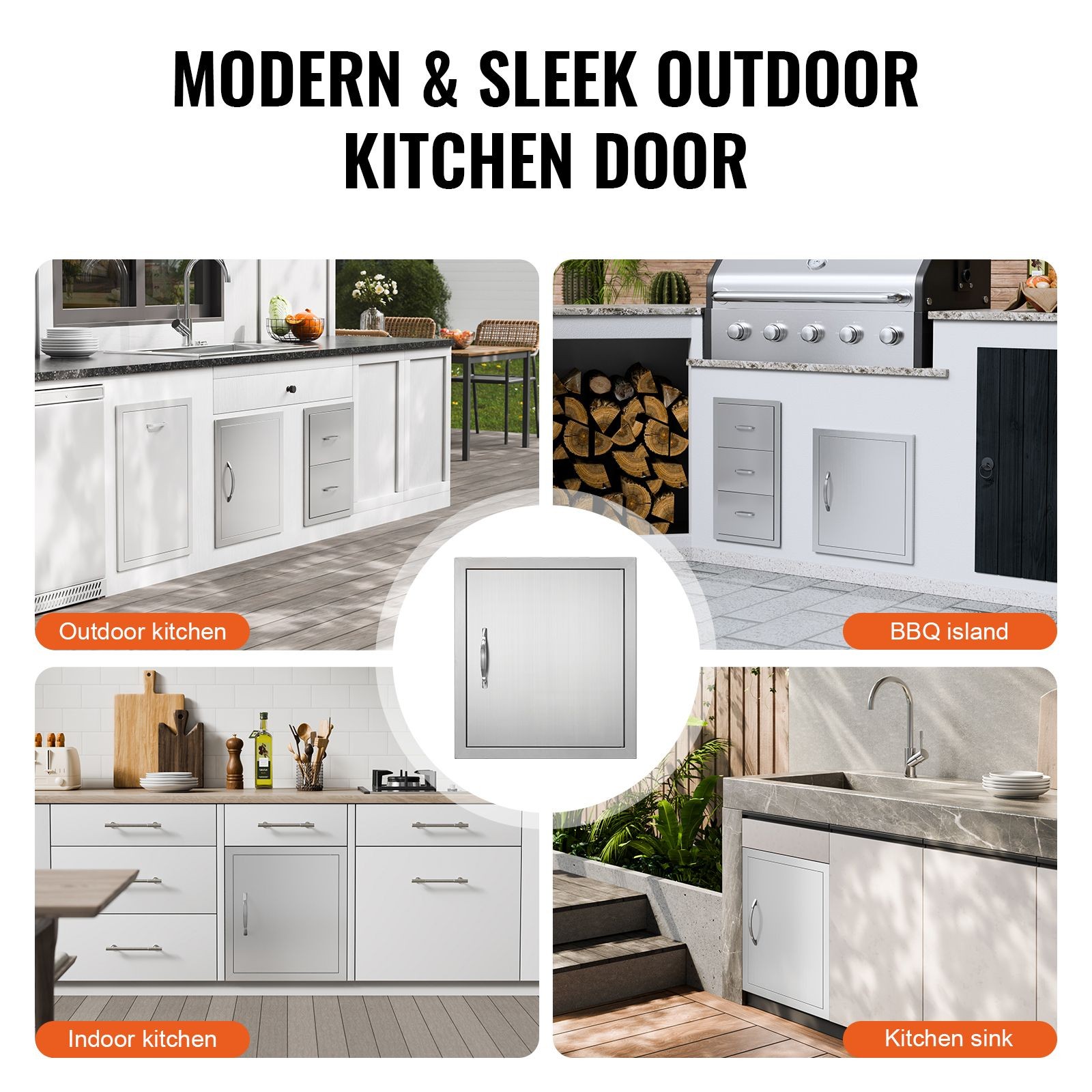 Flush Mount Stainless 18x20in BBQ Door Reversible