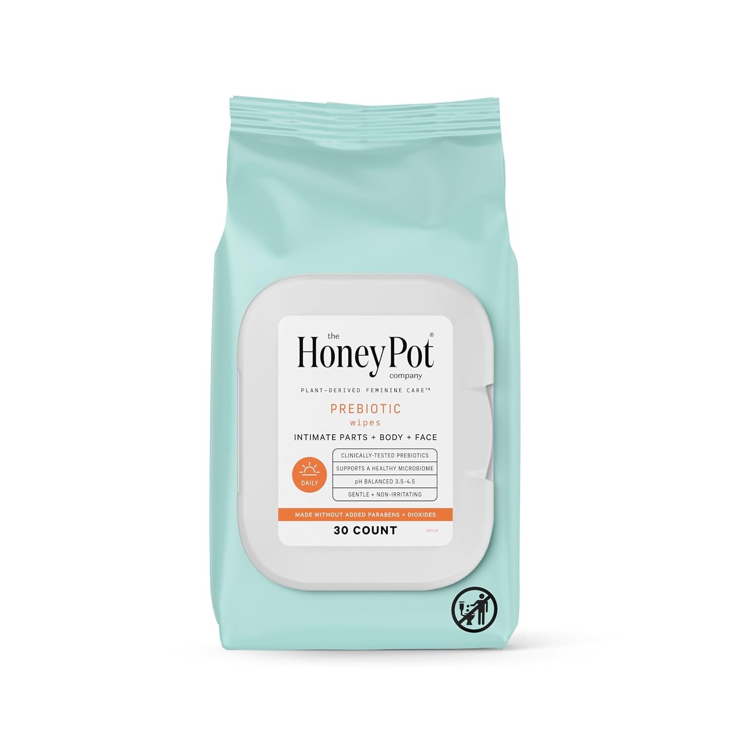 The Honey Pot Company Prebiotic Feminine Wipes, Hygiene, 30 ct