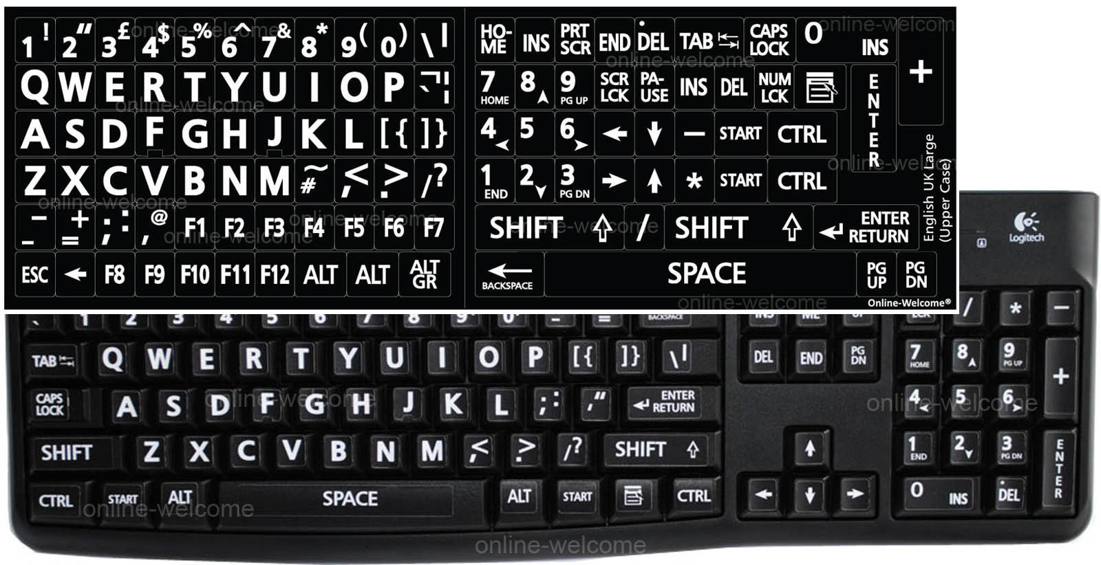 ENGLISH UK KEYBOARD STICKER LARGE LETTERS BLACK FOR COMPUTER LAPTOP