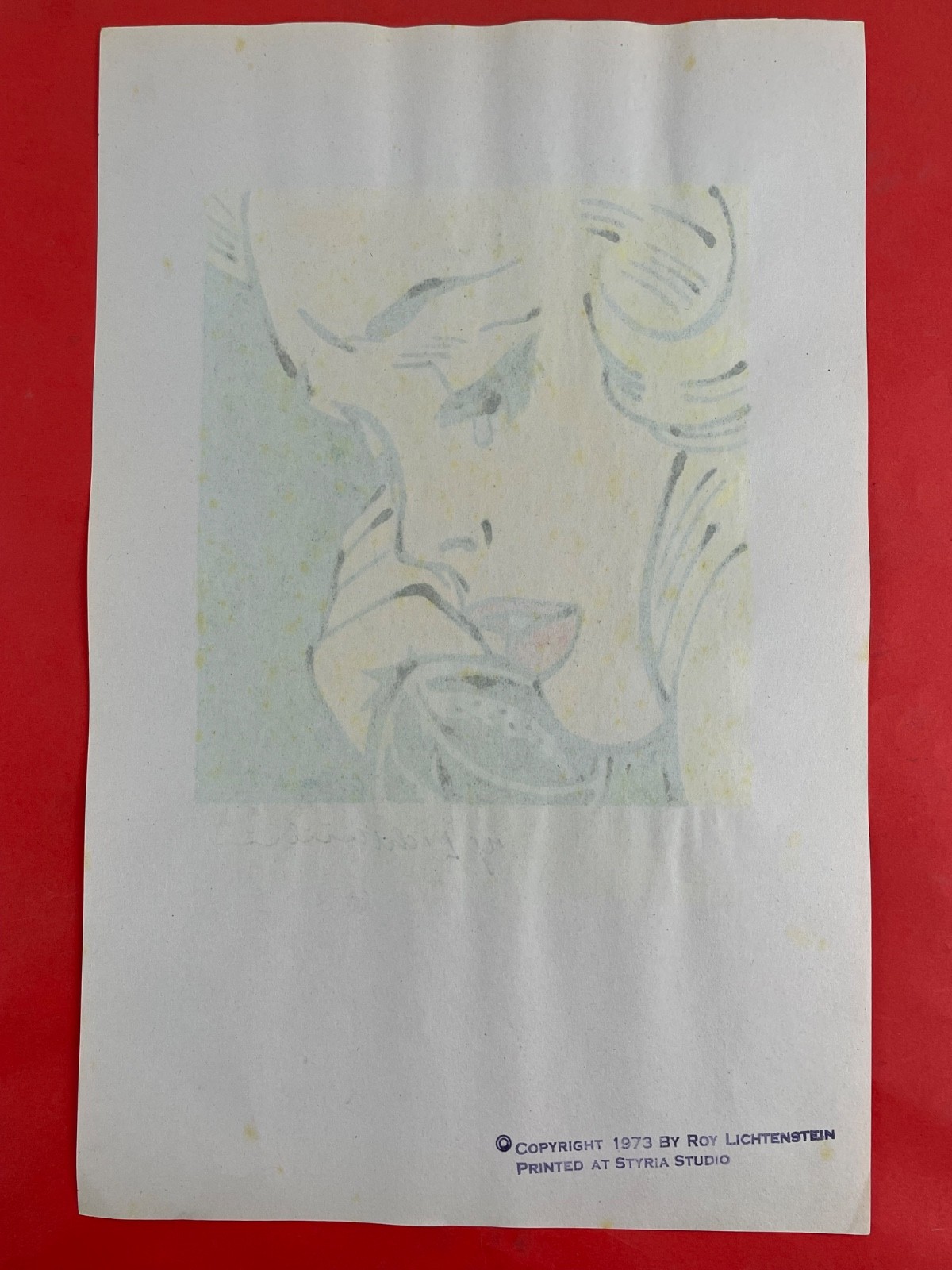 Roy Lichtenstein (Handmade) Drawing On Old Paper signed and stamped