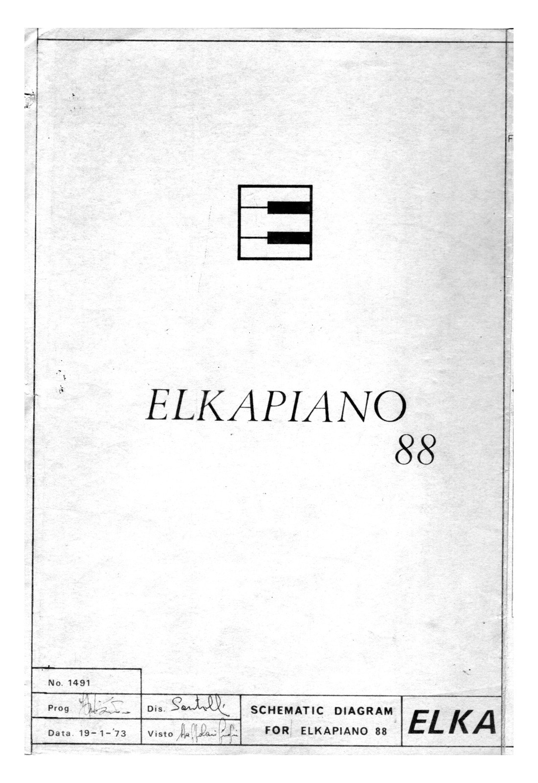 ELKA PIANO 88 Elkapiano 2nd Version (Service Manual) Schematic Diagrams Schema