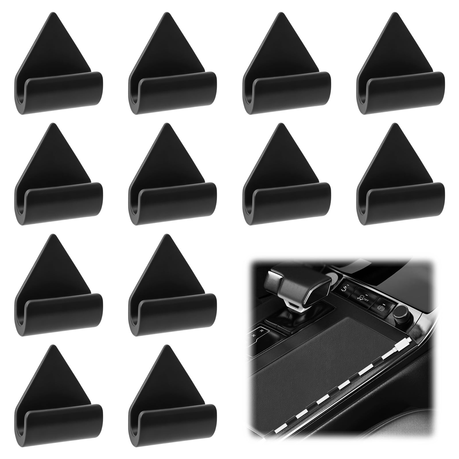 12 PCS Car Cable Clips, No Glue Cable Management Clips, Triangle Car Trim Cab...