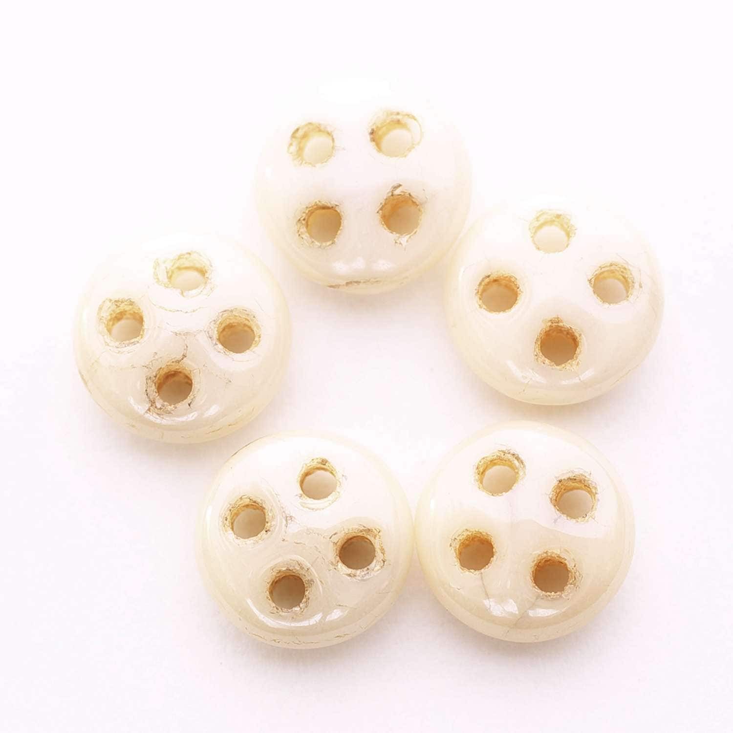 4-Hole Lentil Bead Opaque Champagne Luster 6×6mm