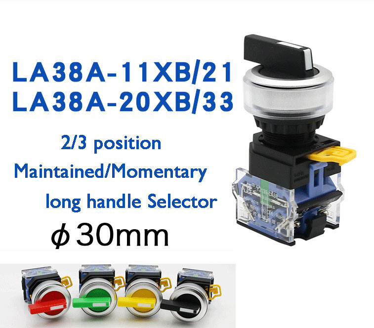 30mm long handle LA38-11XB/21/30 round 2/3position selection rotary switch