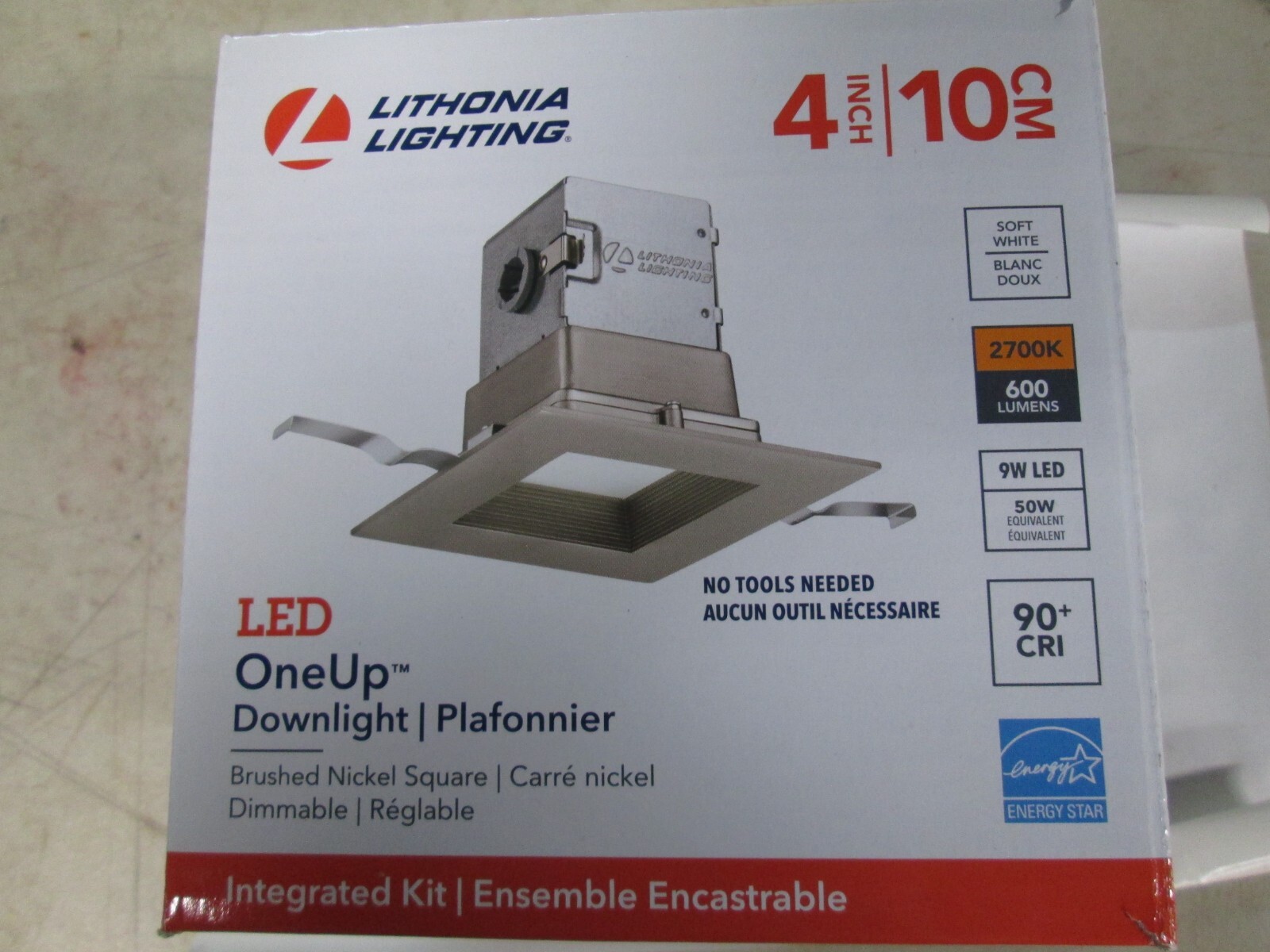 Lithonia Lighting 4 in. Square 2700K Dimmable LED Recessed Light Nickel Baffle