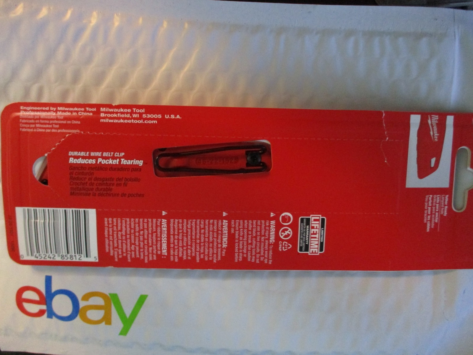 48-22-1525E Milwaukee Fastback Hawkbill Folding Knife Stainless Blade Press Flip