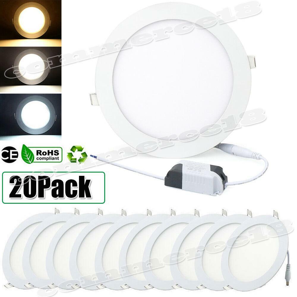 20X LED Recessed Ceiling Panel Down Lights Lamp Fixtures 6W 9W 12W 15W 18W 24W
