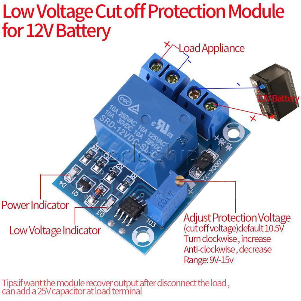 Low Voltage Cut off Protection Board Automatic Recovery Module for DC12V Battery