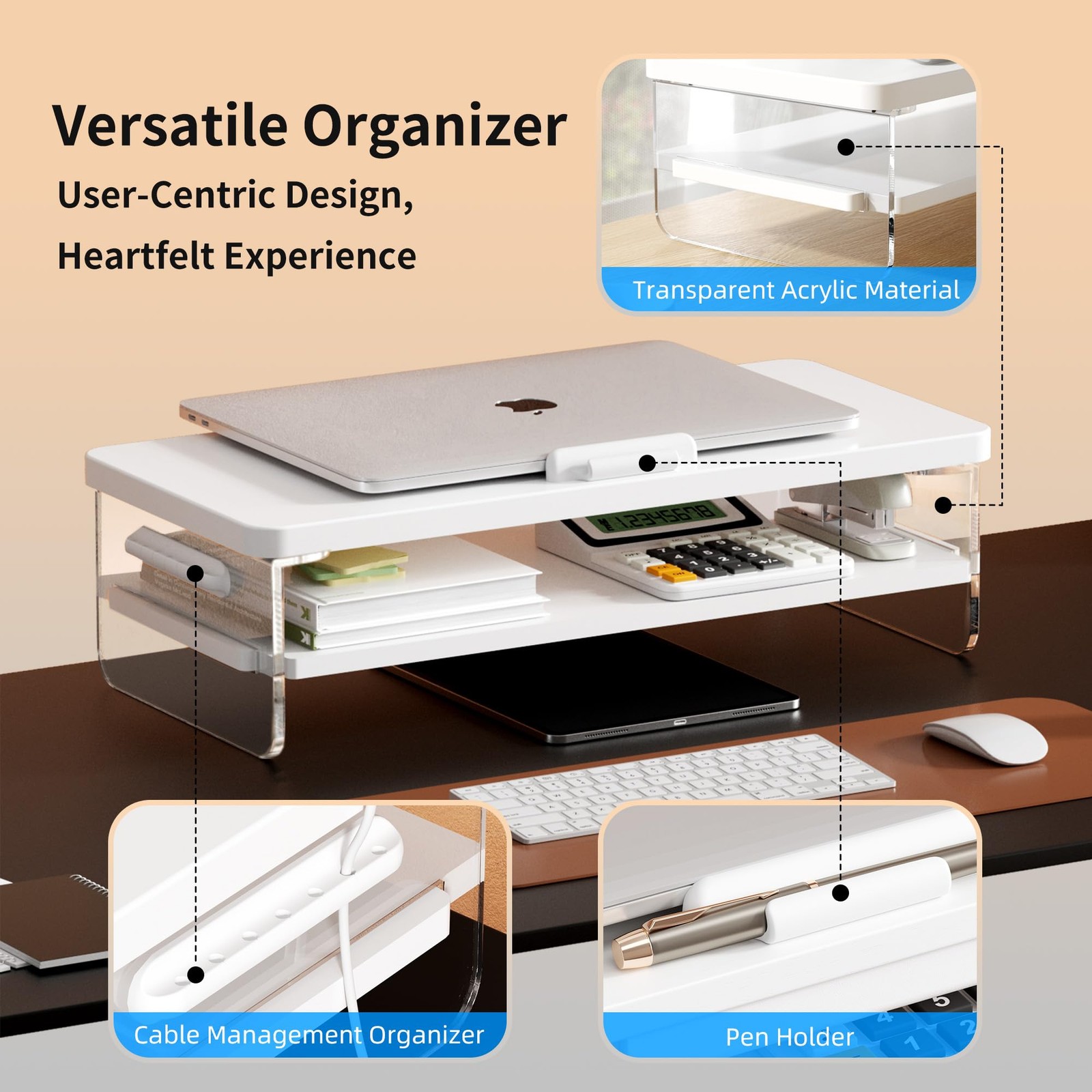 2-Tier Laptop Stand Adjustable Riser Holder,Ventilated Cooling Ergonomic Comp...