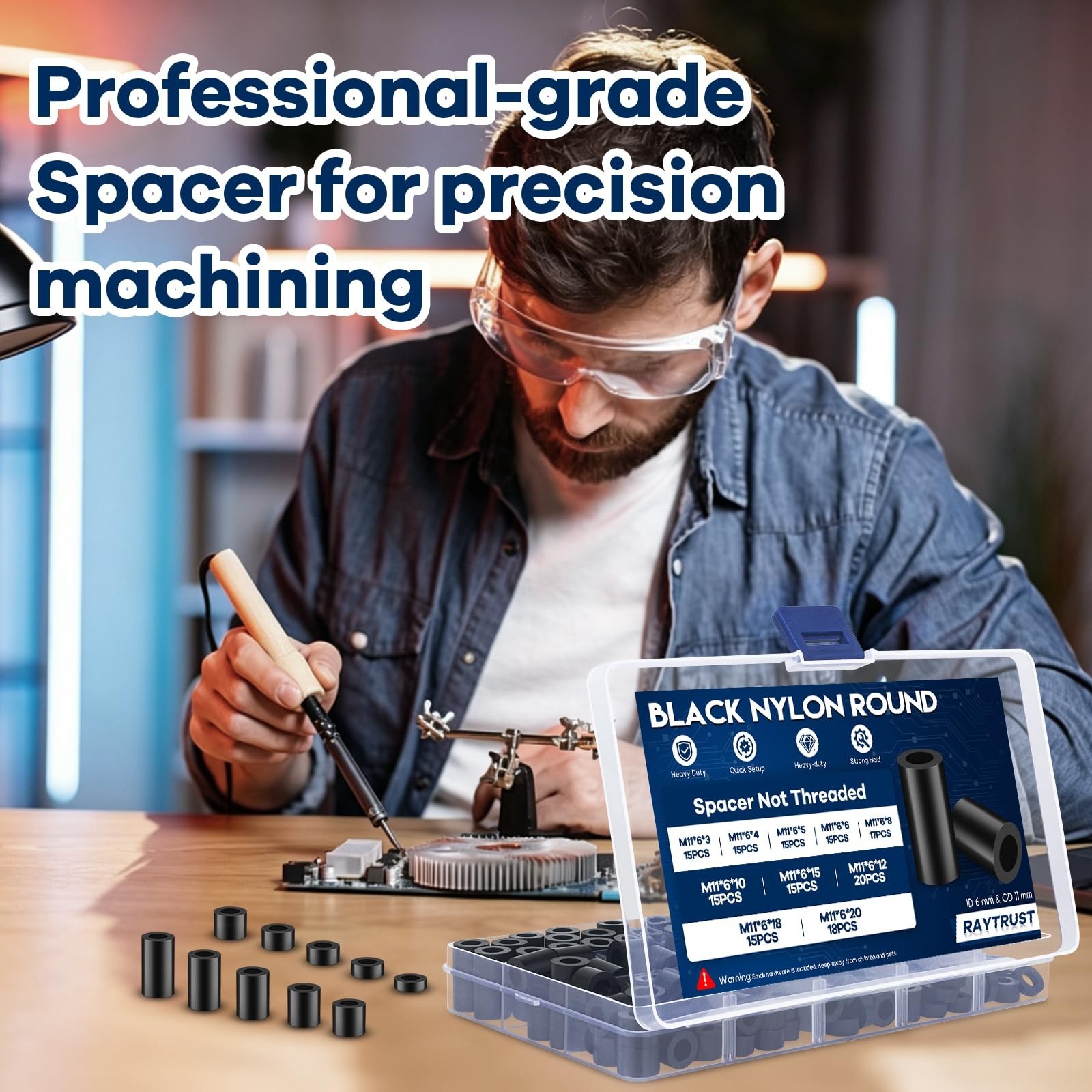160Pcs M6 Plastic Spacers for Screws, Non-Threaded Plastic Round Spacer Assor...