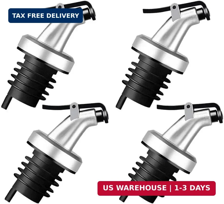 4 Pcs Oil Pour Spouts, Olive Oil Bottle Dispenser with Leakproof Nozzle for Oliv