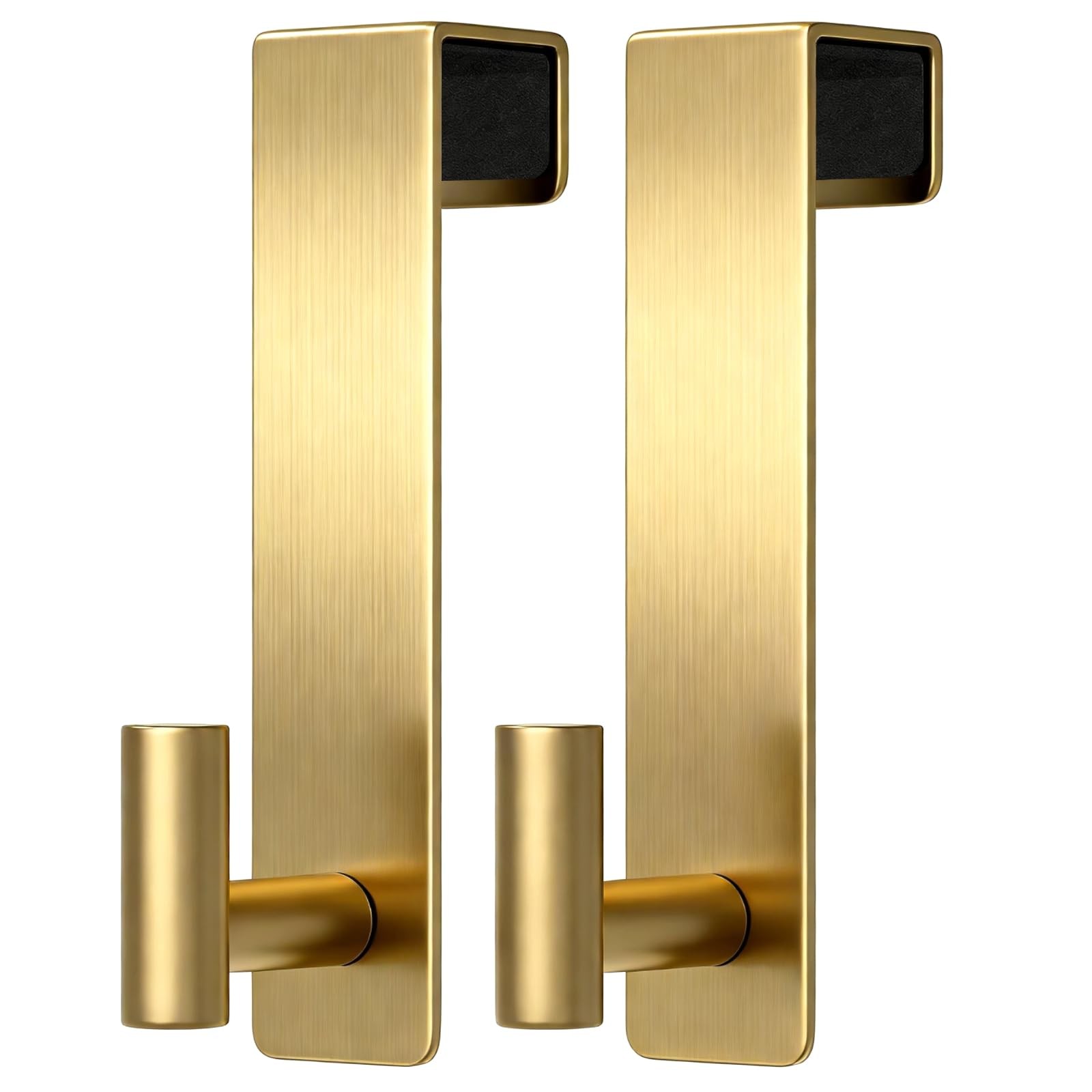 Rustproof Stainless Steel Over Door Hooks Hangers Gold Fits 13/4 Inch 2 PCS