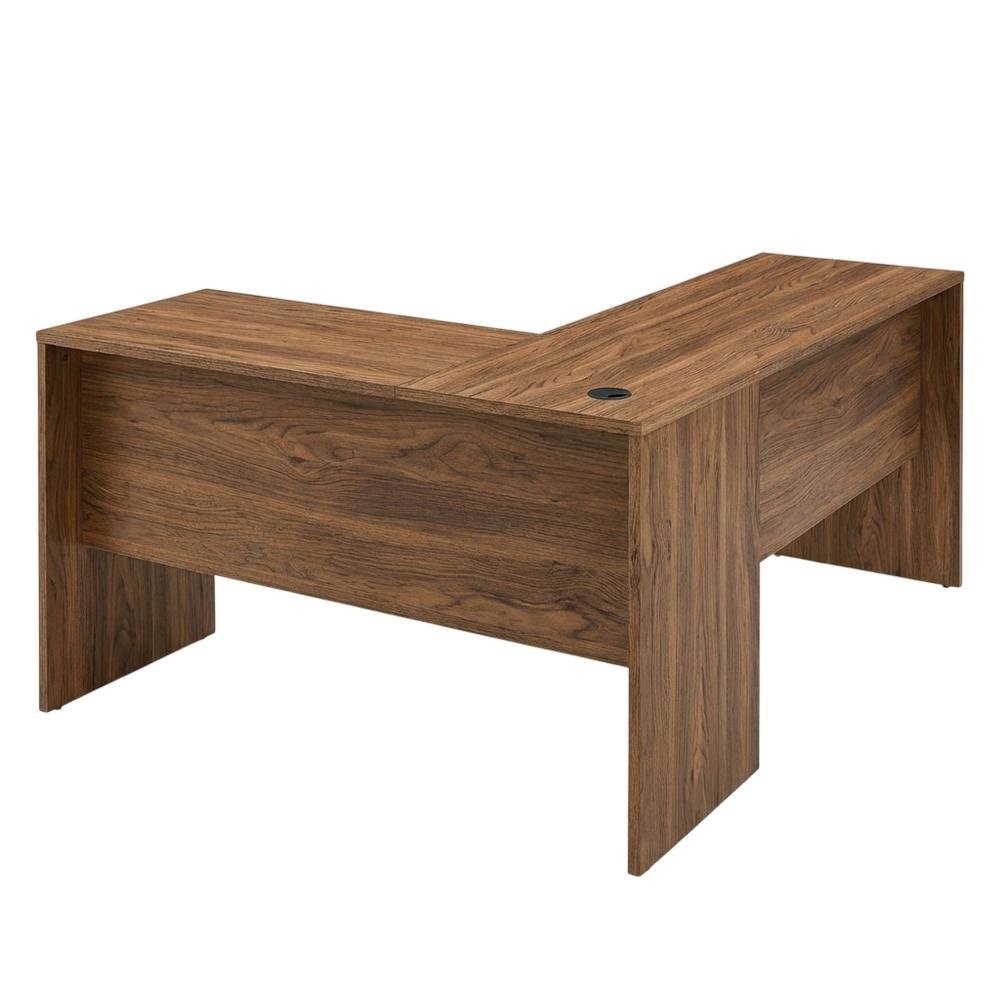 L-Shaped Wood Office Desk with Spacious Work Surface and Sturdy Legs