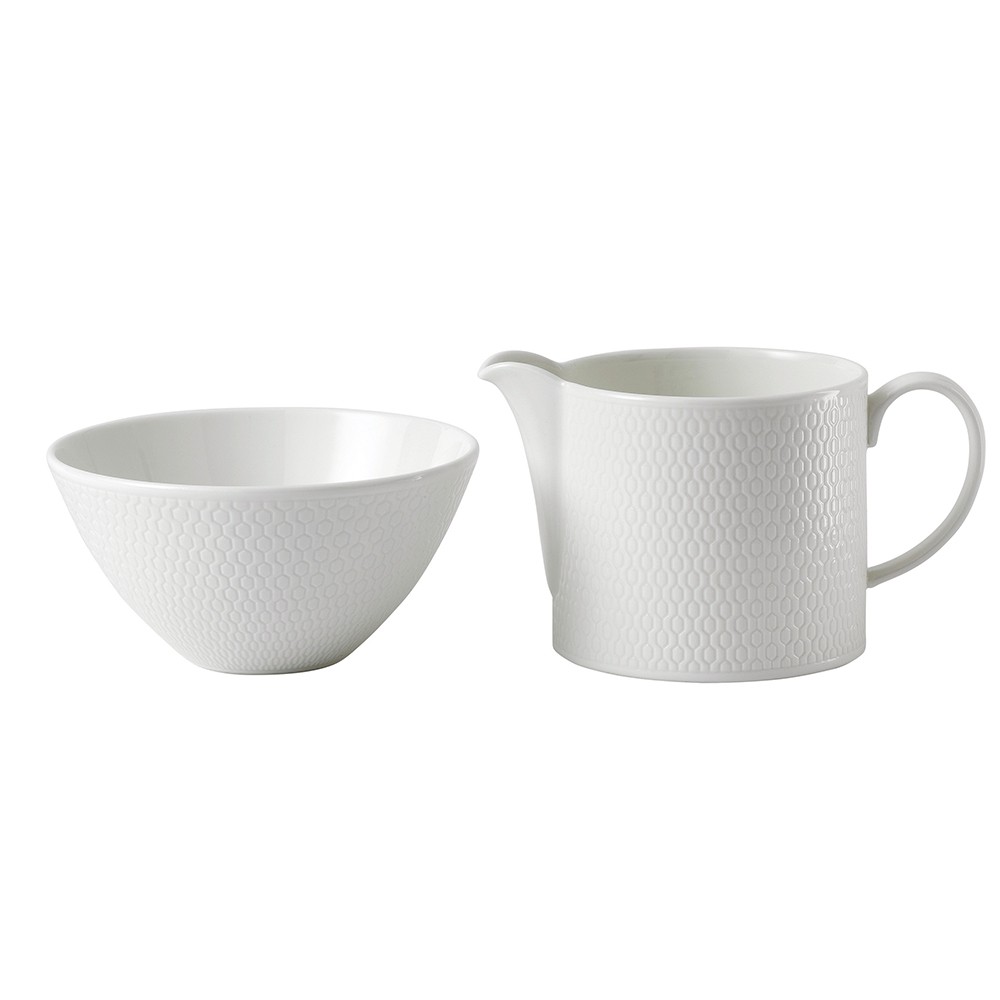 Wedgwood GIO White Sugar Bowl & Cream Jug Set