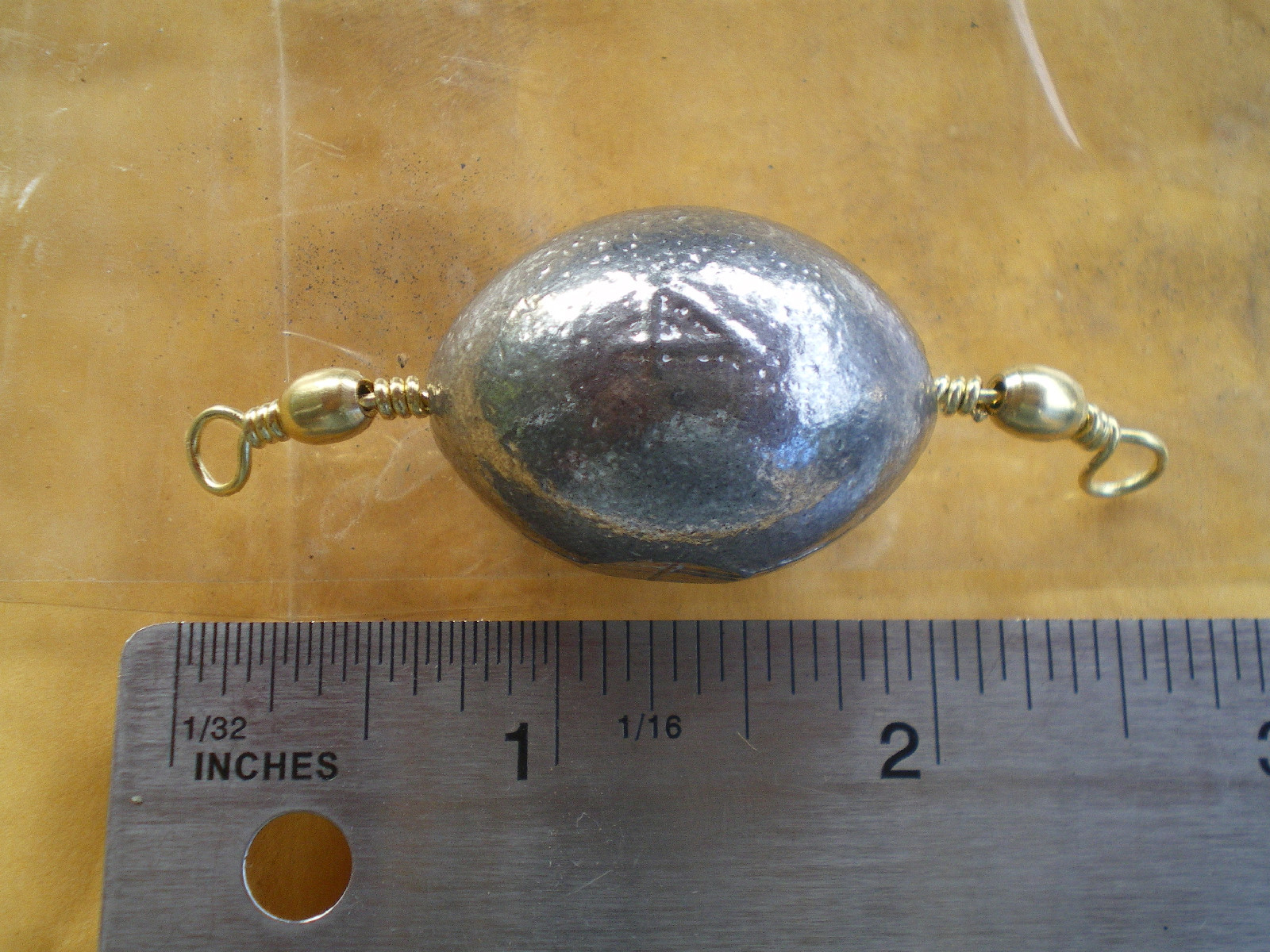 15 PCS. #3 BRASS SWIVEL EGG SINKERS 4 OZ. G/QUALITY "STRIPER"