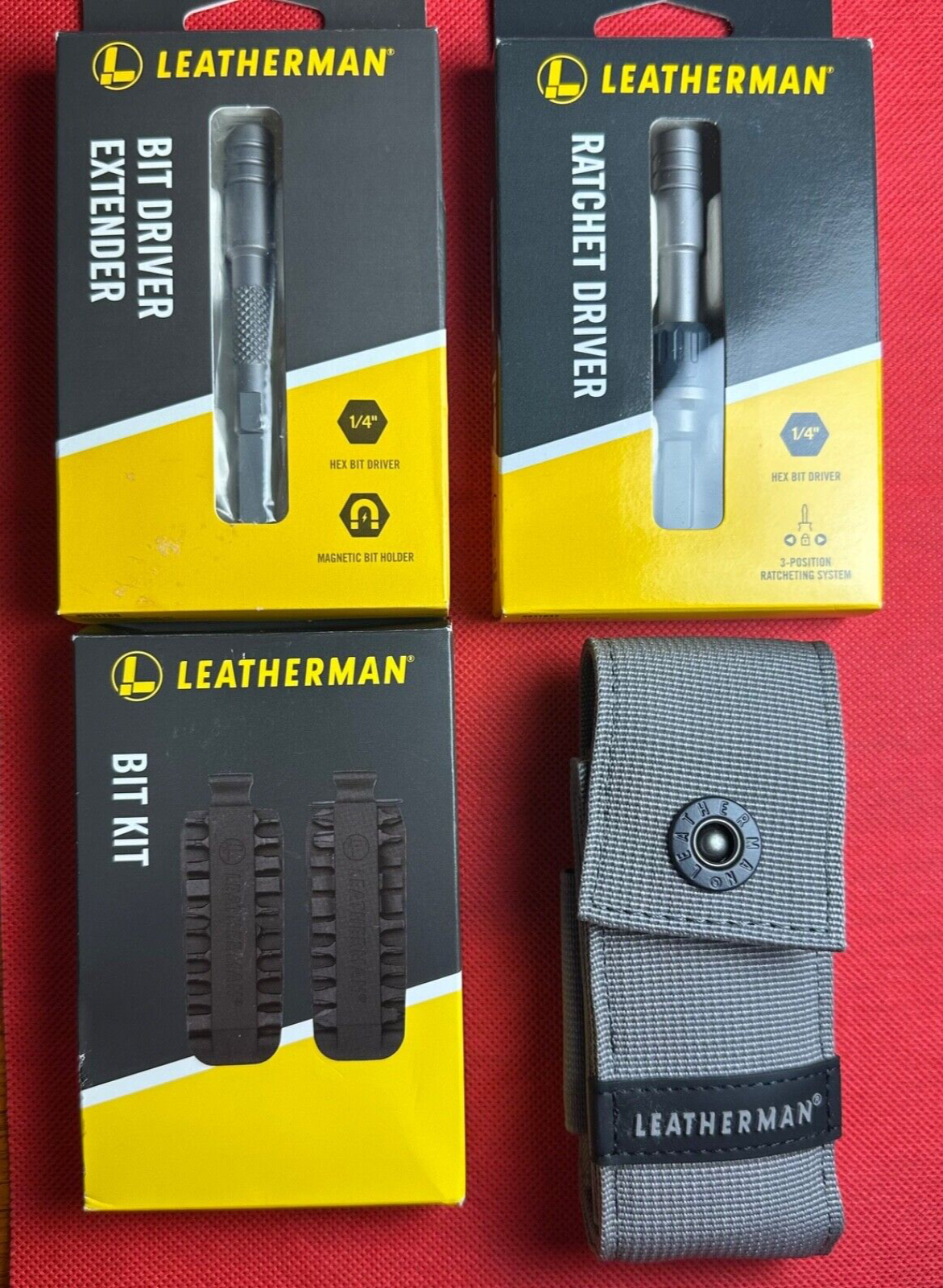 Leatherman EDC kits- Ratchet Driver, Bit Kit, Bit Driver Extender, Sheath, EDC!