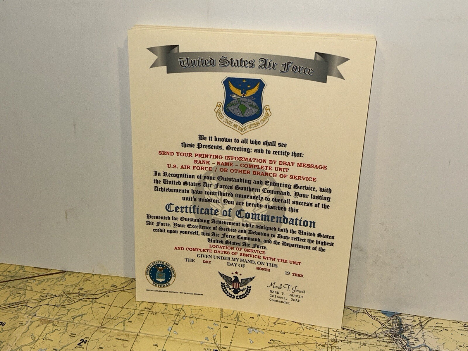 U.S.A.F. / U.S. AIR FORCES SOUTHERN COMMAND - CERTIFICATE OF COMMENDATION