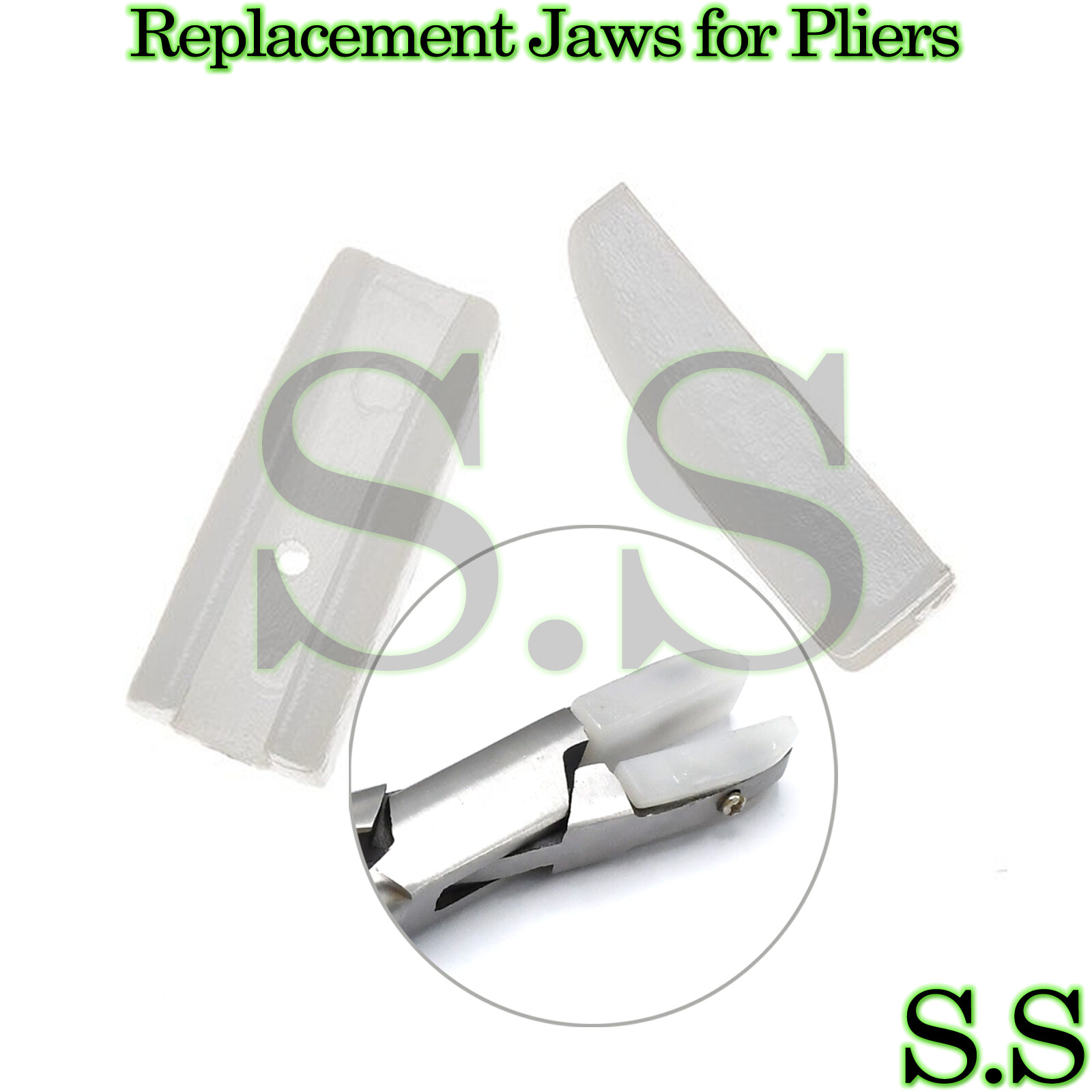 Nylon Jaw Replacement Jaws for Pliers Flat Nose * Wide Flat Tips Plastic Jaw Set