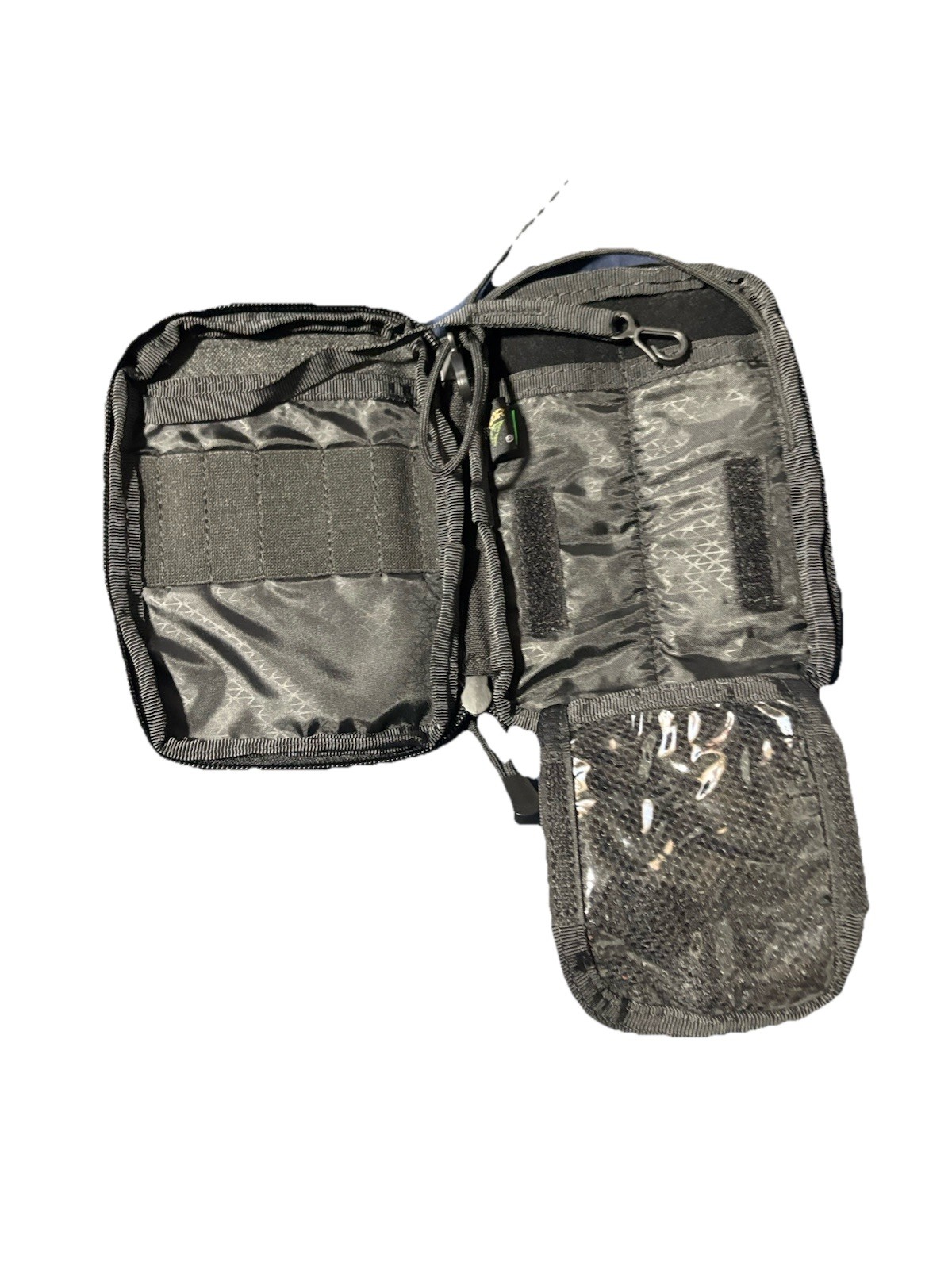 Condor Tactical MOLLE Zip Pouch Black Nylon Mesh Pockets American Flag Patch