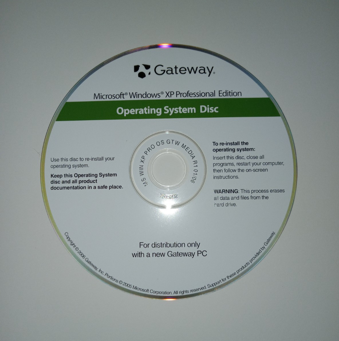 OEM Gateway Windows XP Professional SP2 CD