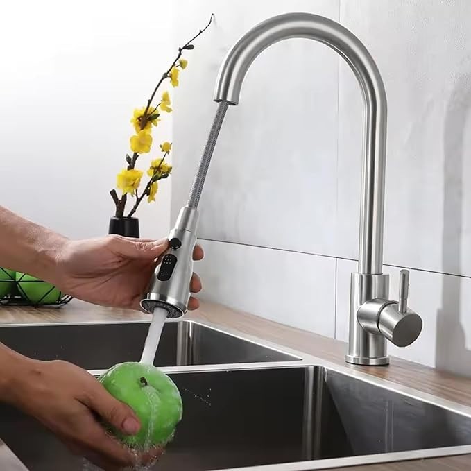 Single Handle Kitchen Sink Faucet Pull Down Spray High Arc Single Hole Mixer Tap
