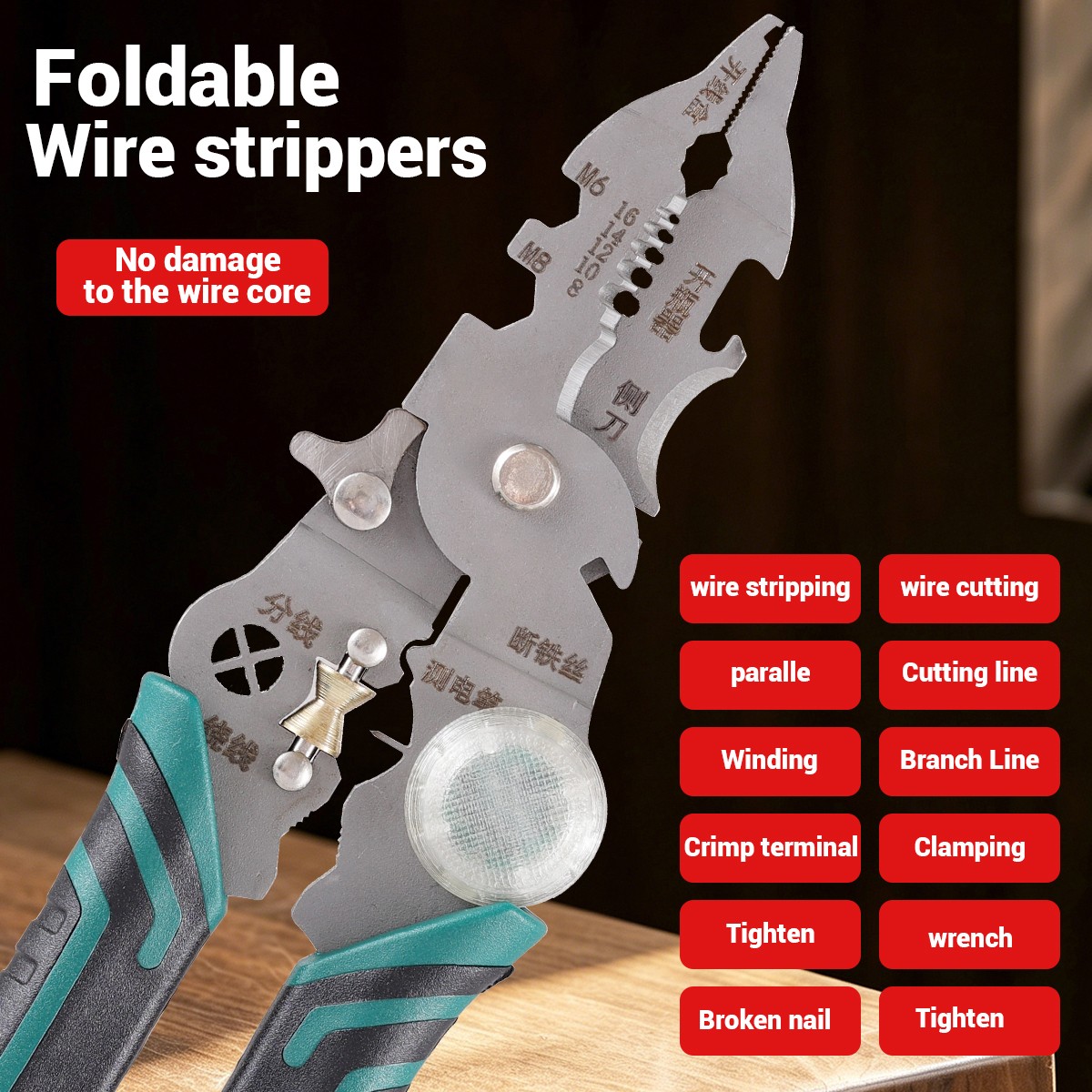 14 in 1 Wire Stripper Twister Set Includes Cable Scissors Voltage Tester Pliers