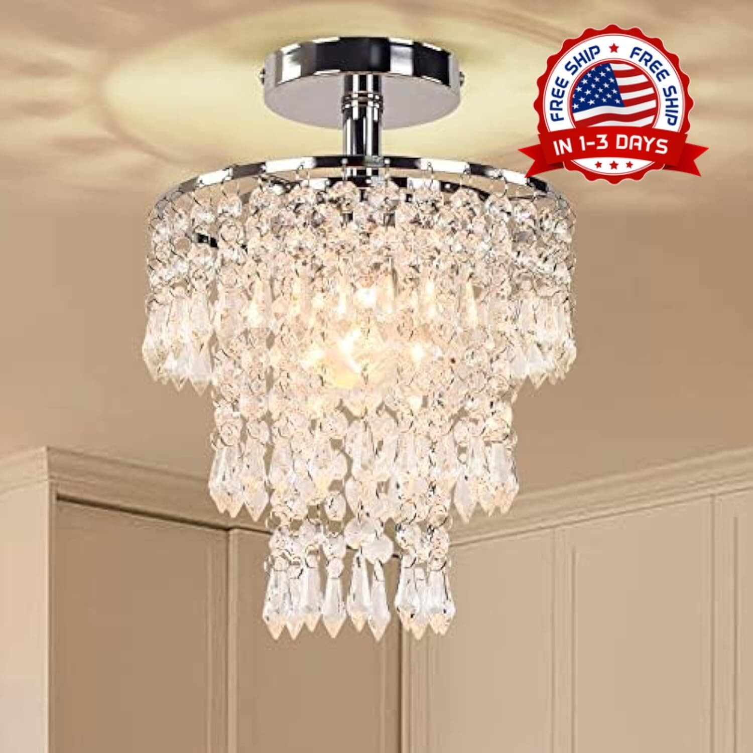 Candelabro De Techo Para Sala Comedor Elegantes Lampara Colgante Luces Cristal