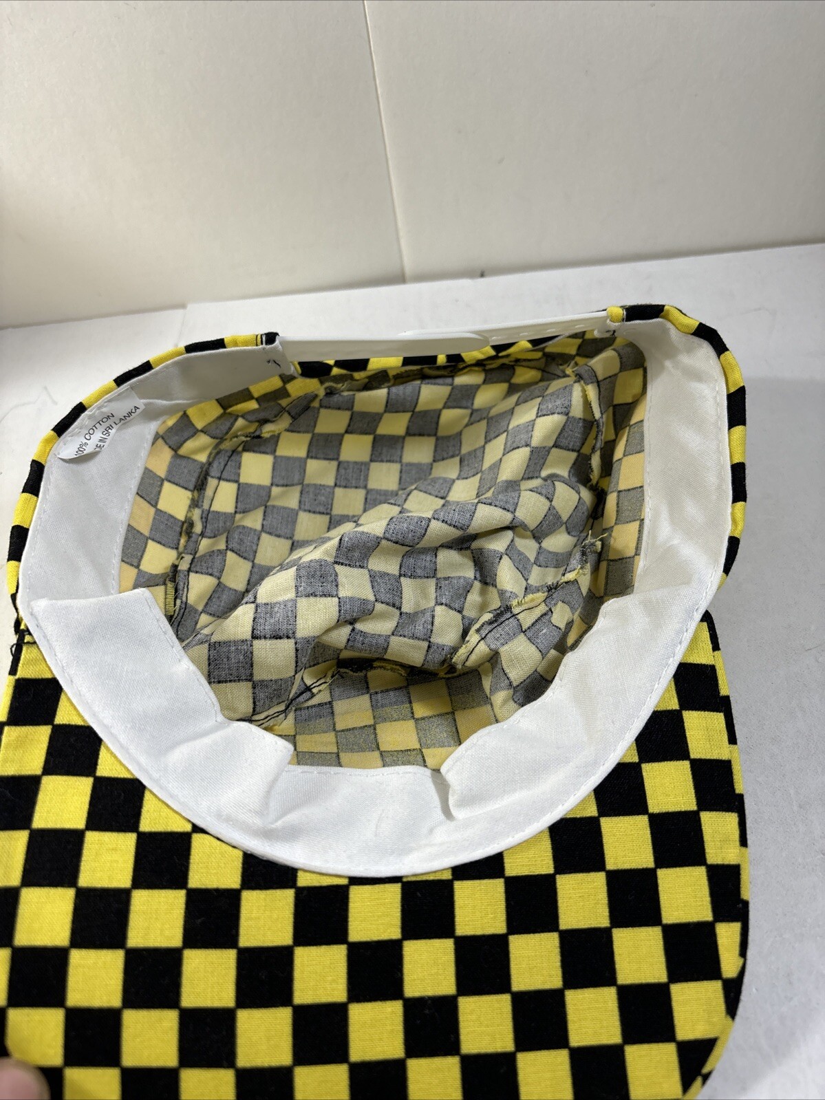 Vintage New York New York Casino Hotel Hat Yellow Black Check Snapback 80s