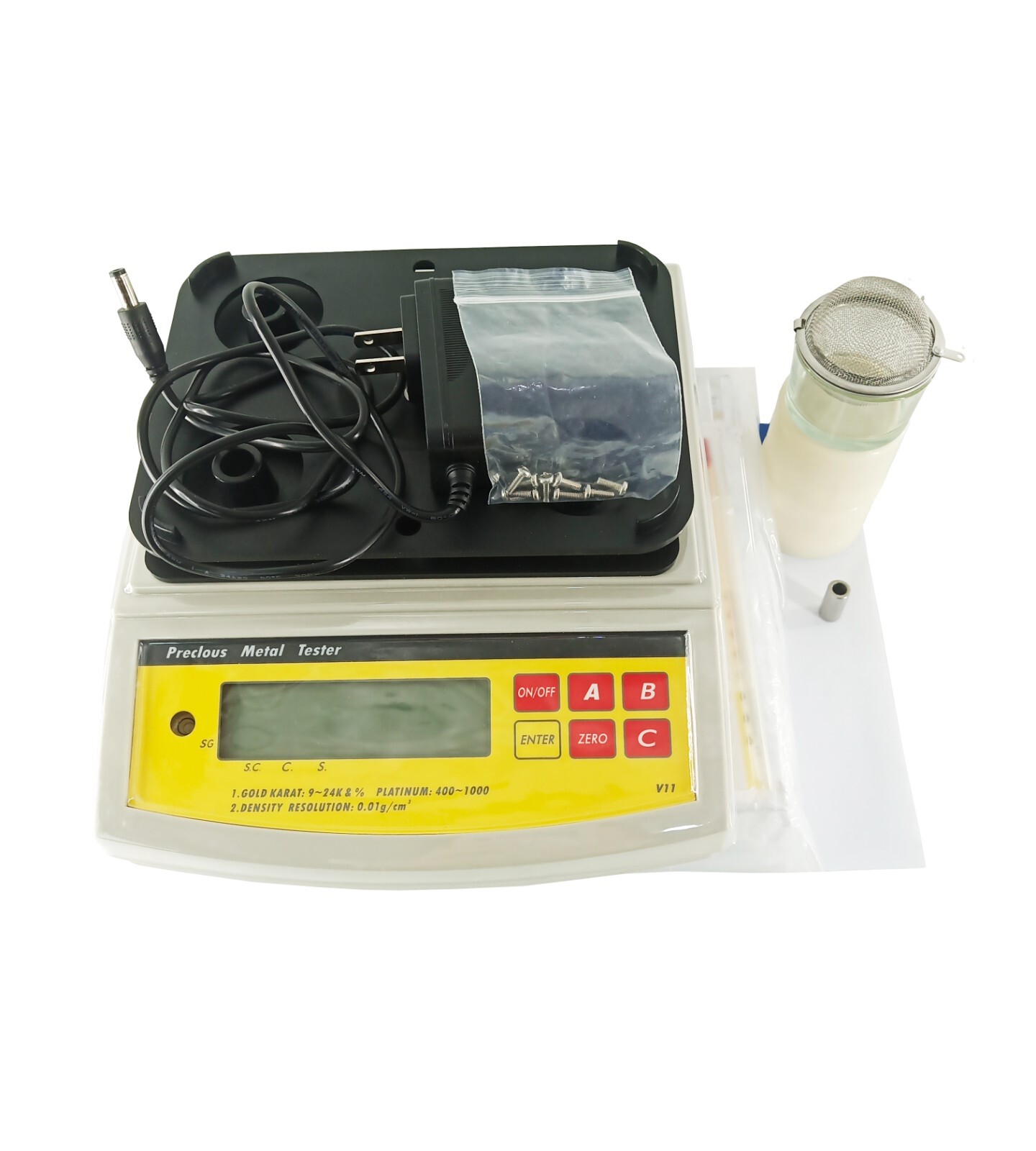 Gold Density Meter with Weight 0.005g-600g Automatic Zero Tracking Function