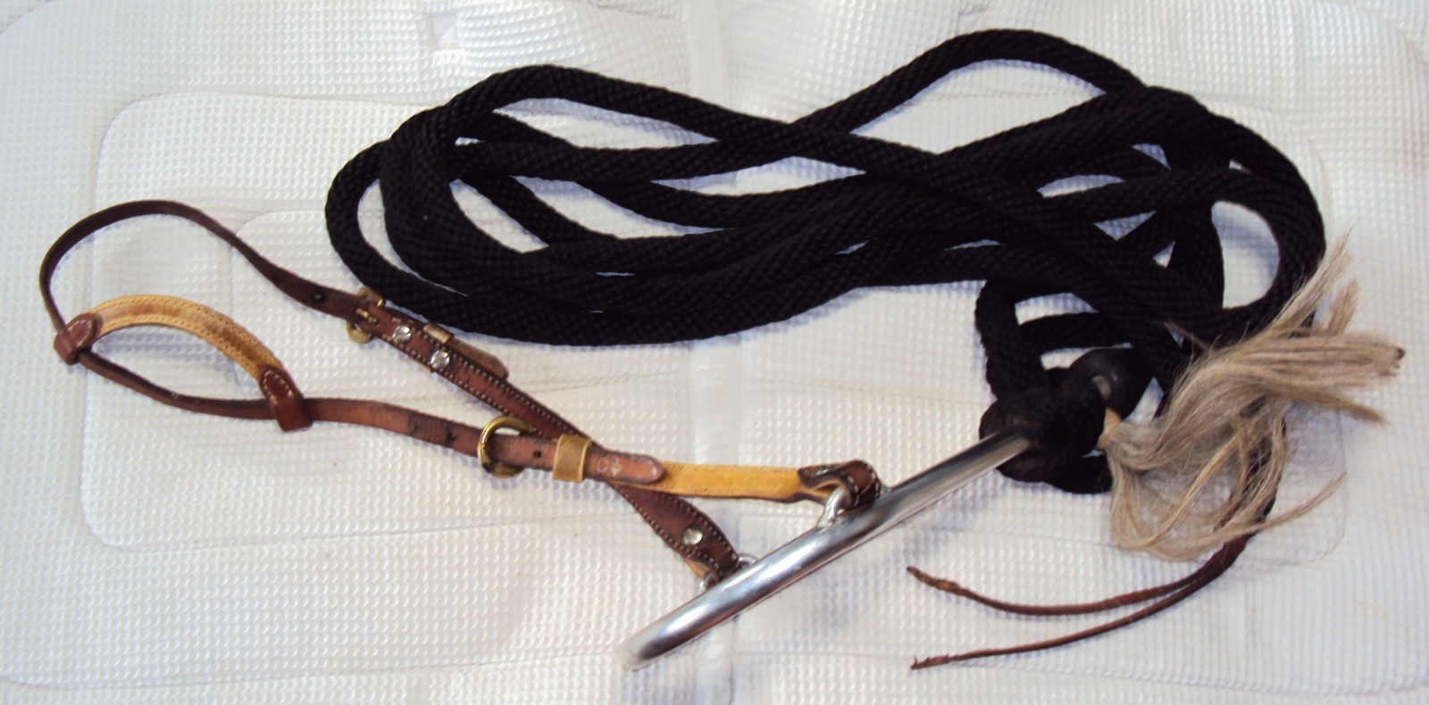 SIMCO Headstall, Mecate Reins & Bosal -Quality Leather & Rawhide- Full Size -WOW