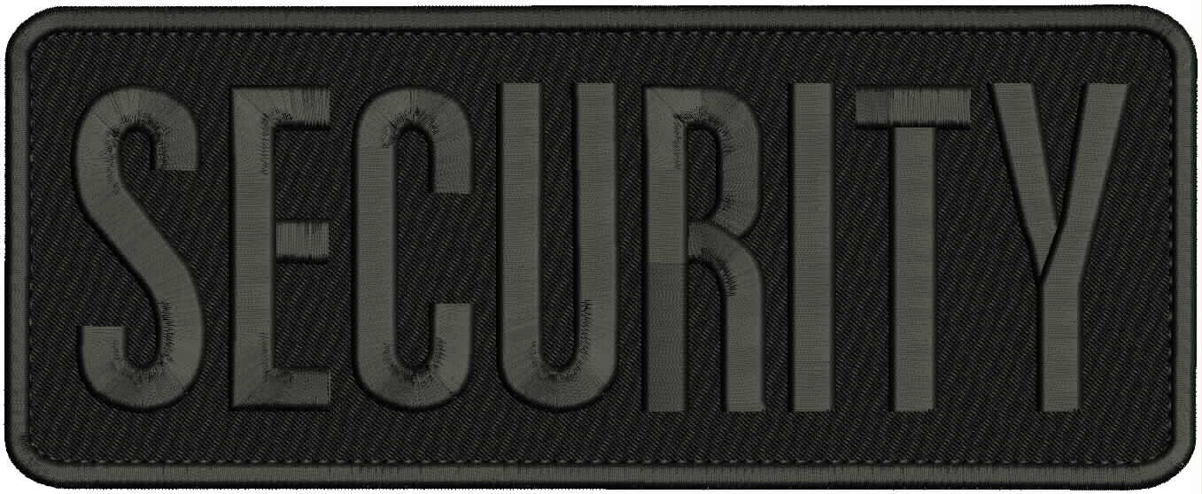 SECURITY EMBROIDERY PATCH 4X11 HOOK ON BACK BLACK ON BLACK