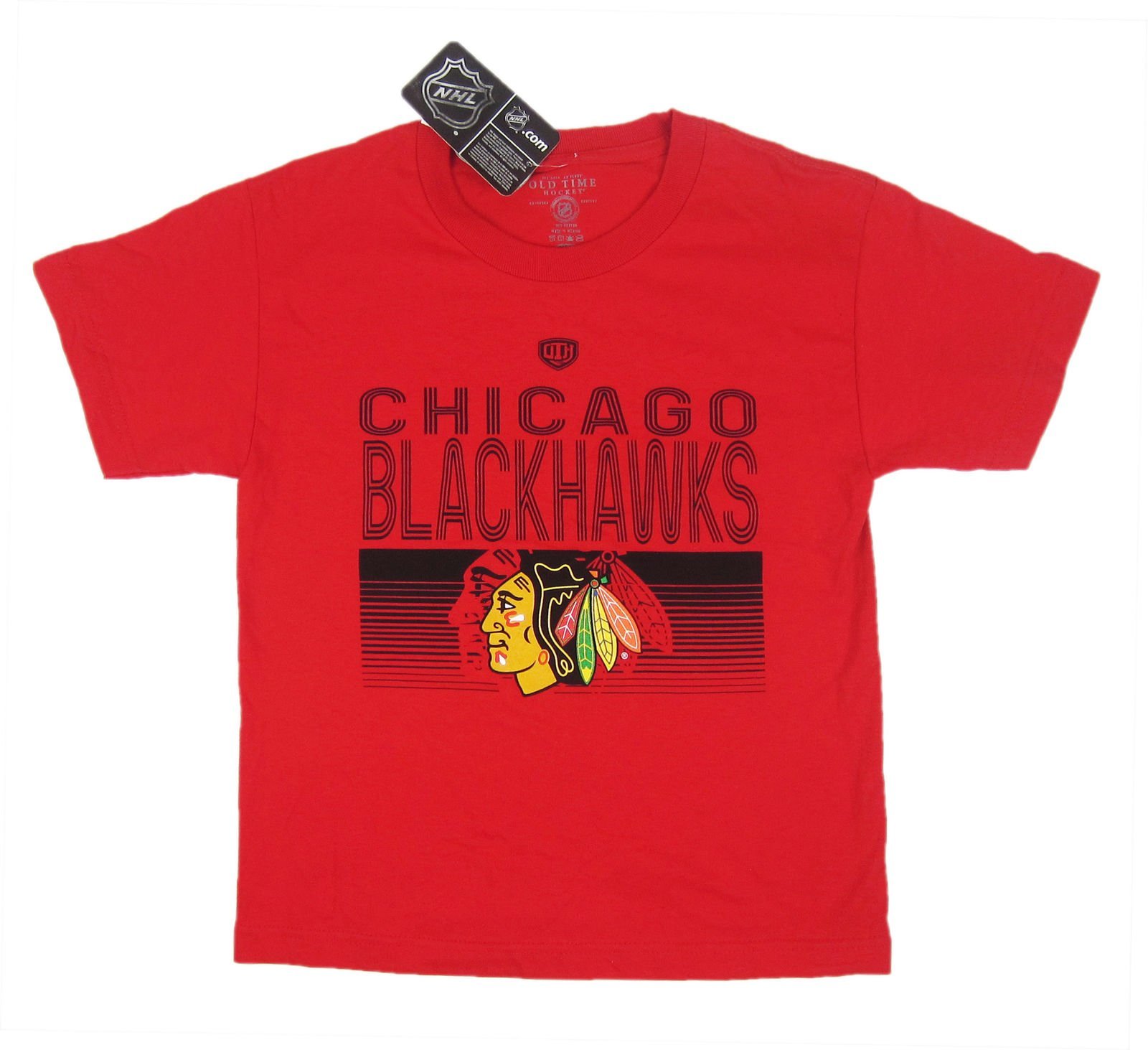 NHL Old Time Hockey Red Chicago Blackhawks Youth Shirt Small-XL 100% Cotton NWT