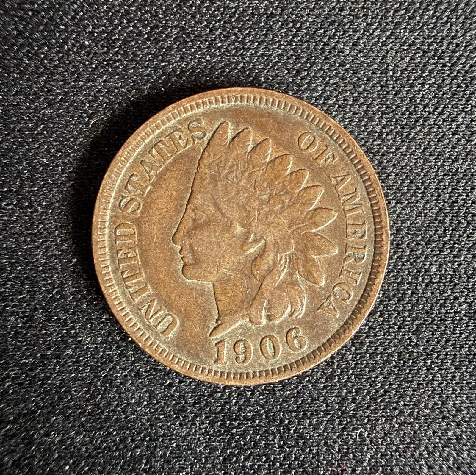 1906 1C BN Indian Cent "Liberty" partially visible - VF
