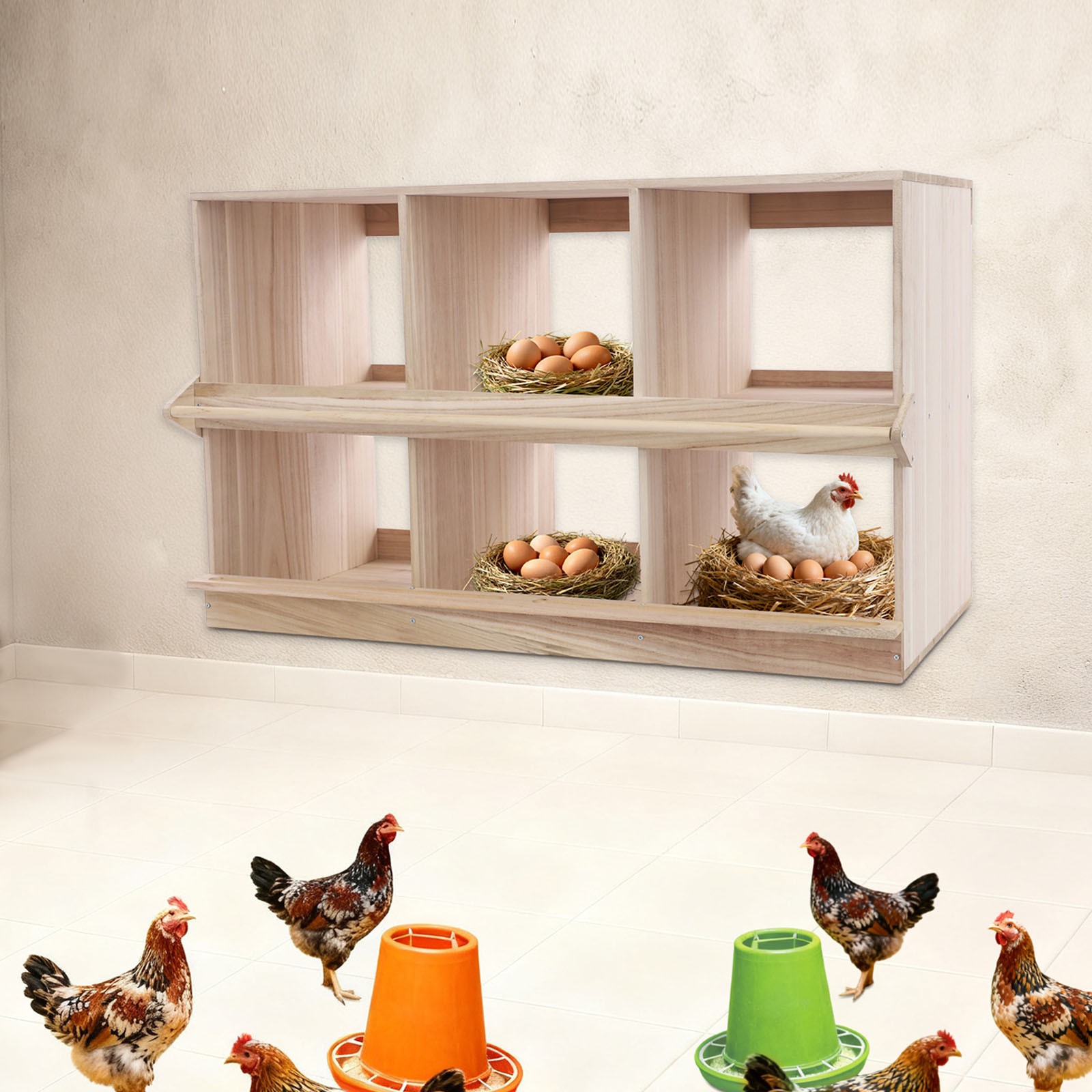 6-Slot Nesting Boxes for Chicken Coops,Chicken Nesting Box for Laying Eggs SALE