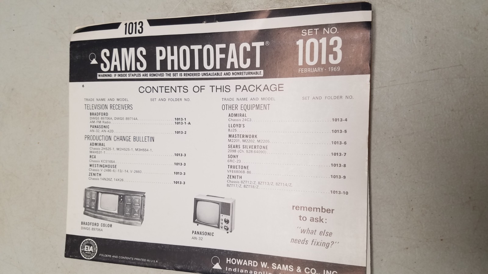 Sams Photo Facts Set 1013 2/69 missing folders 3 & 10 (D)