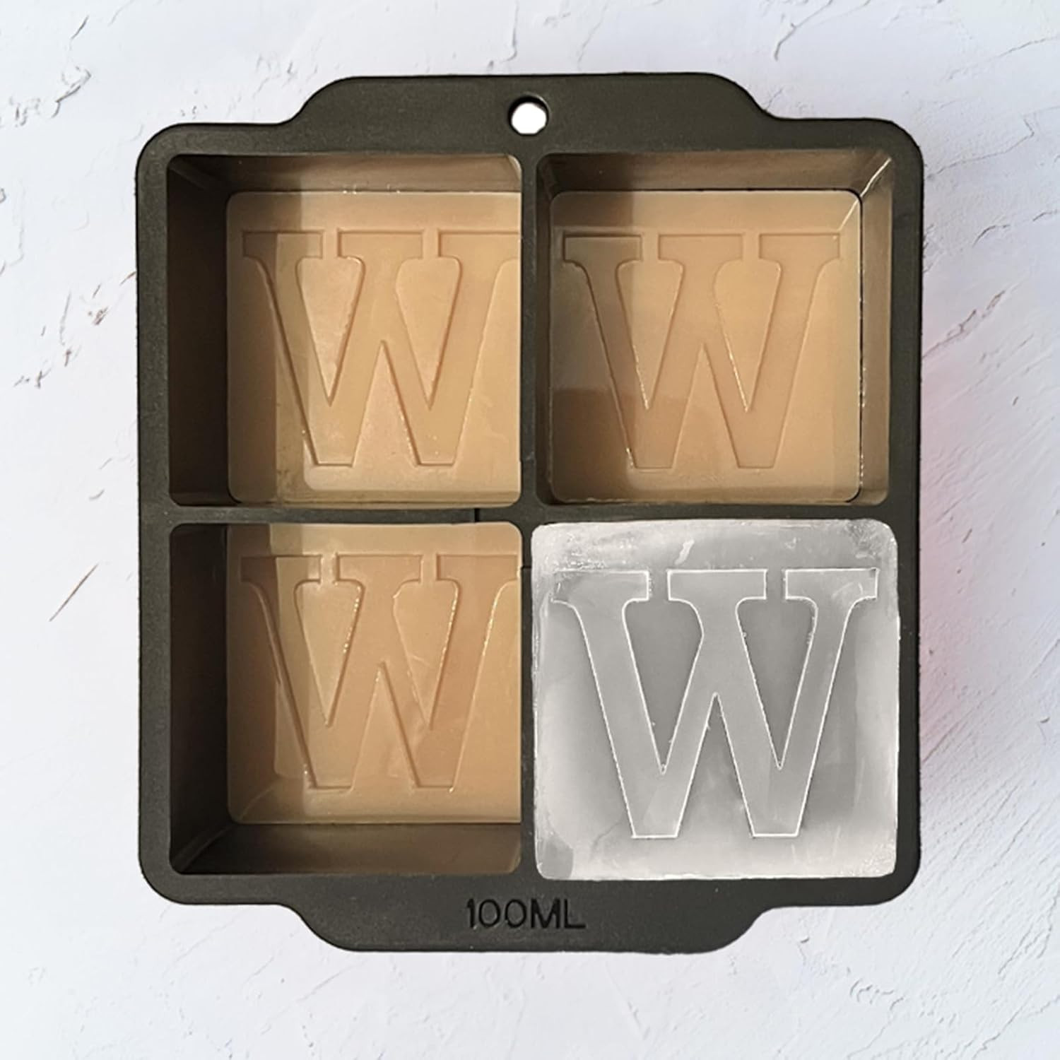 Letter W Monogram Ice Cube Mold Custom Ice Cube Mold 2 Inch Big Initials Silicon