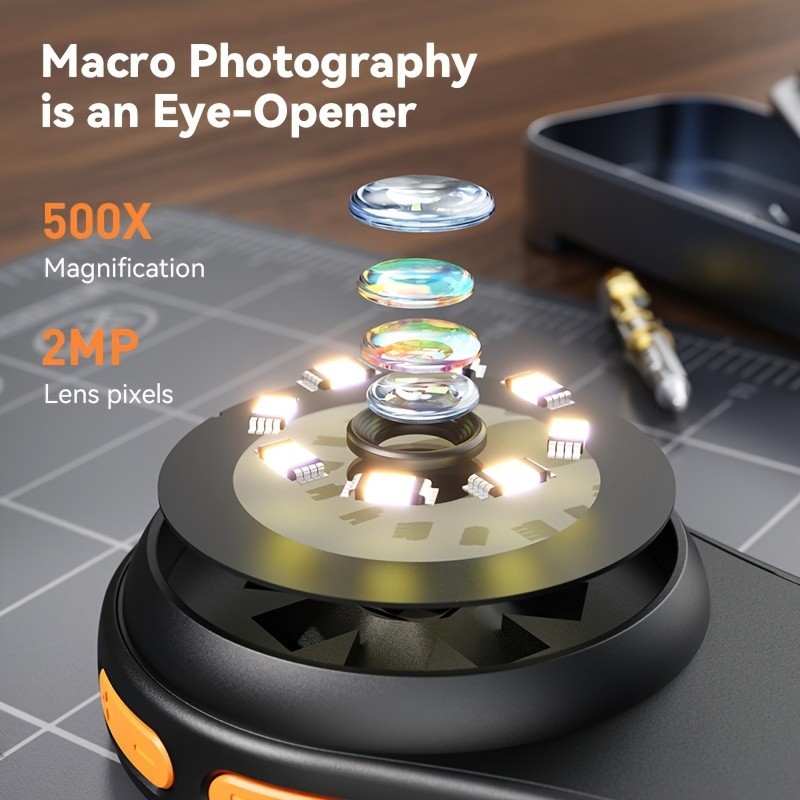 500X Digital Microscope 1080P 2.0inch Video Coin Microscop with Magnifying Glass