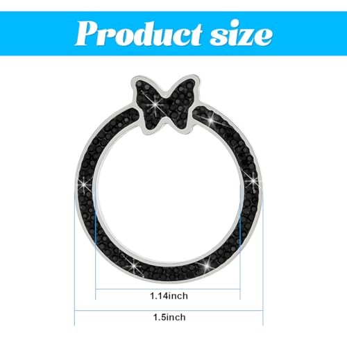 Bling Car Engine Start Ring Sticker, Rhinestone Butterfly Vehicle Push Black