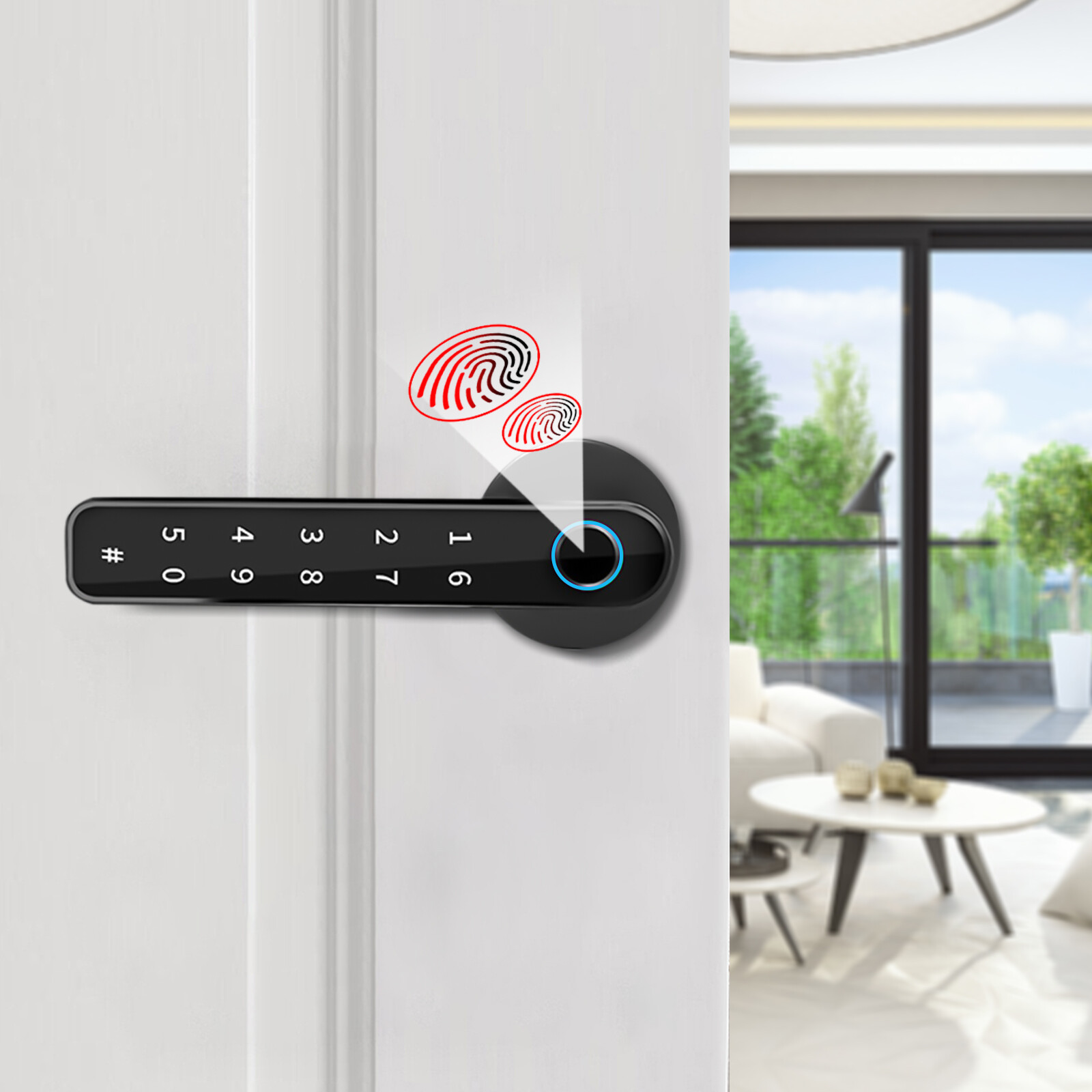 5.9*2.5*2.5in Zinc Alloy Black Fingerprint Smart Door Lock Fit Us Standard Doors