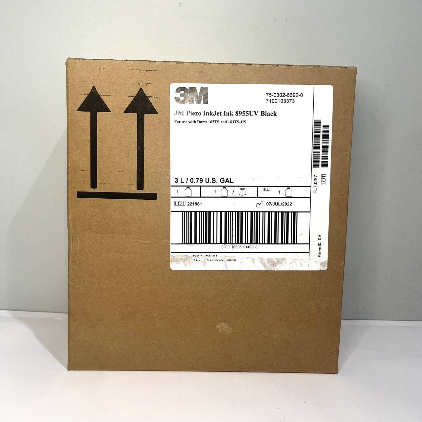 8955UV 3M Piezo Inkjet Ink  Black 3 L Bottle For Durst 163TS and 163TS-HS