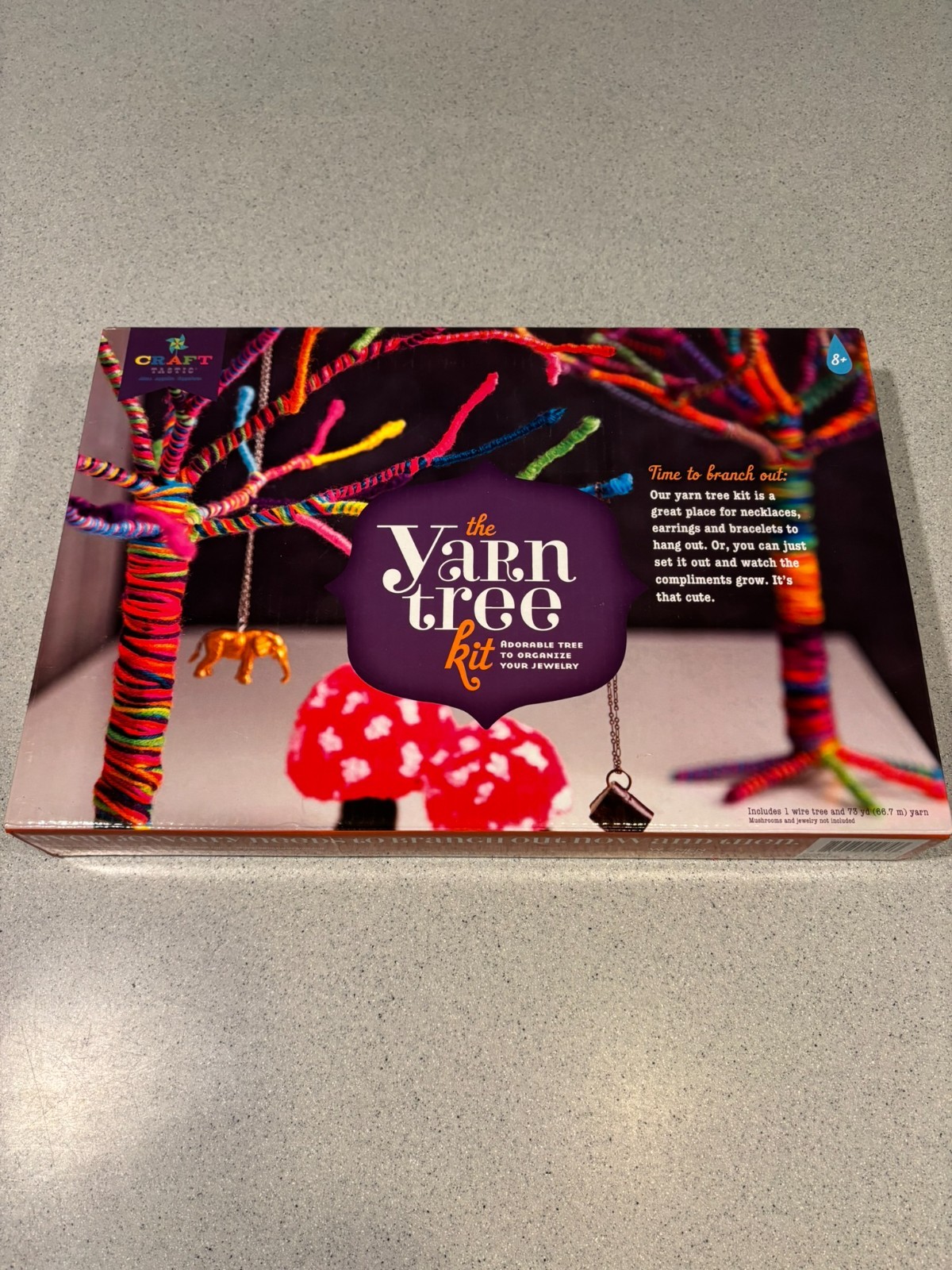 NIB Craft Tastic Yarn Tree Kit, Craft Kit Makes One 18" Tall Jewelry Organizer