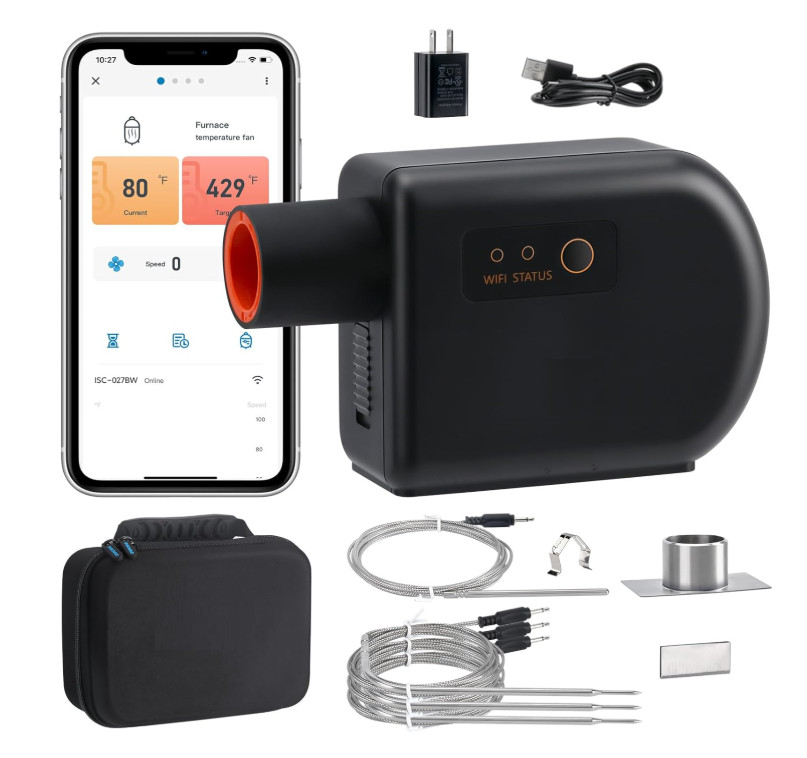 Controlador inteligente para ahumador y parrilla con WiFi, Bluetooth, 4 sondas,