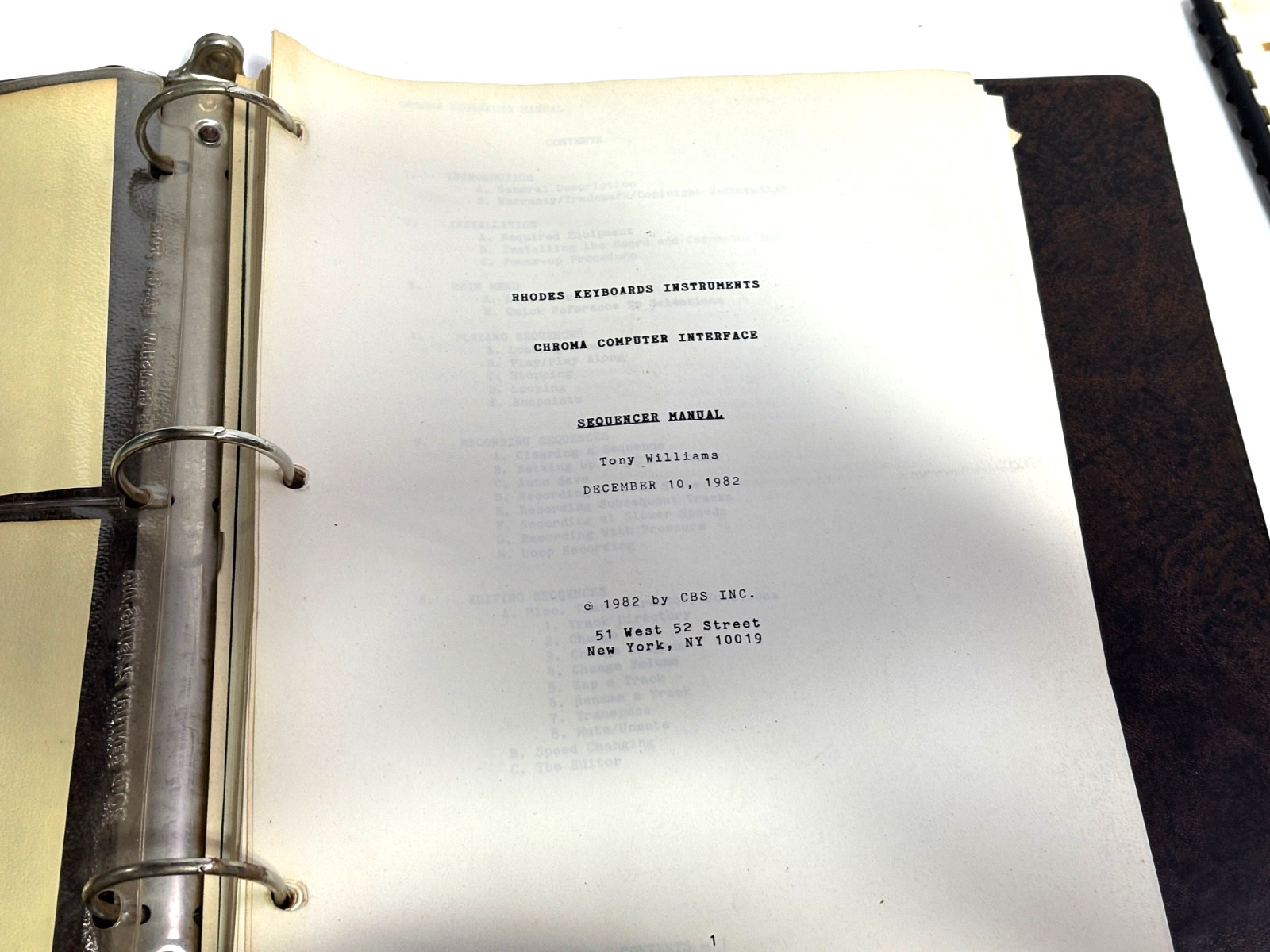 Vintage Rhodes Chroma Binder + Manuals – Programming, Interface & Performance