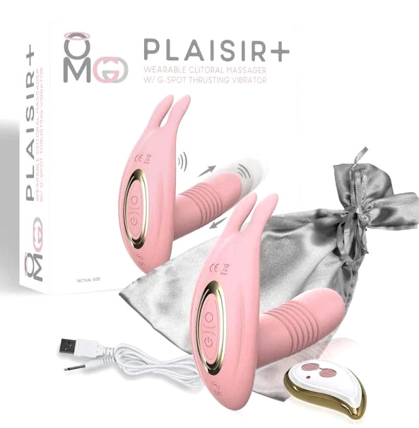 OMG Plaisir+ CLITORAL MASSAGER w/ G-SPOT VIBRATING THRUSTER by Deeva Toys (Pink)
