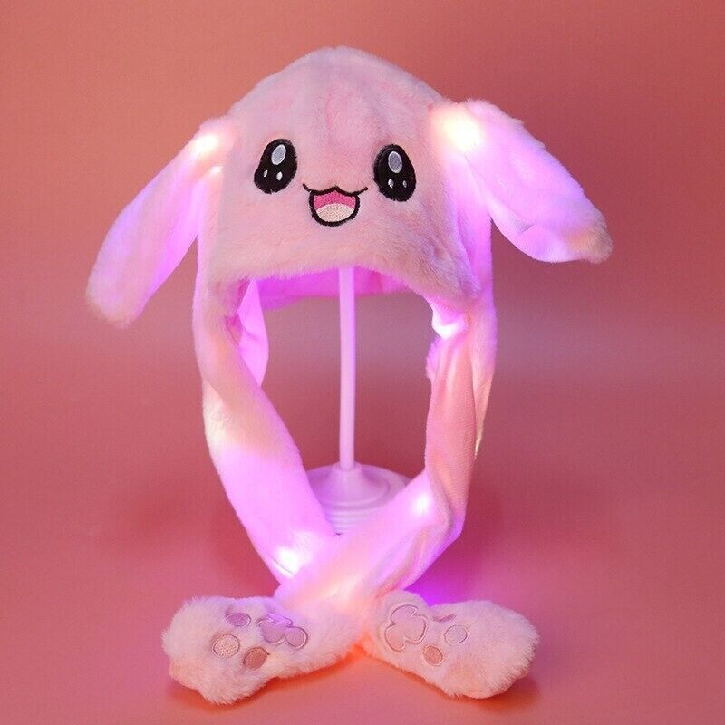 LED Rabbit Ear Hat Airbag Moving Ears Cute Fun Plush Headwear Cap Girl Gifts USA